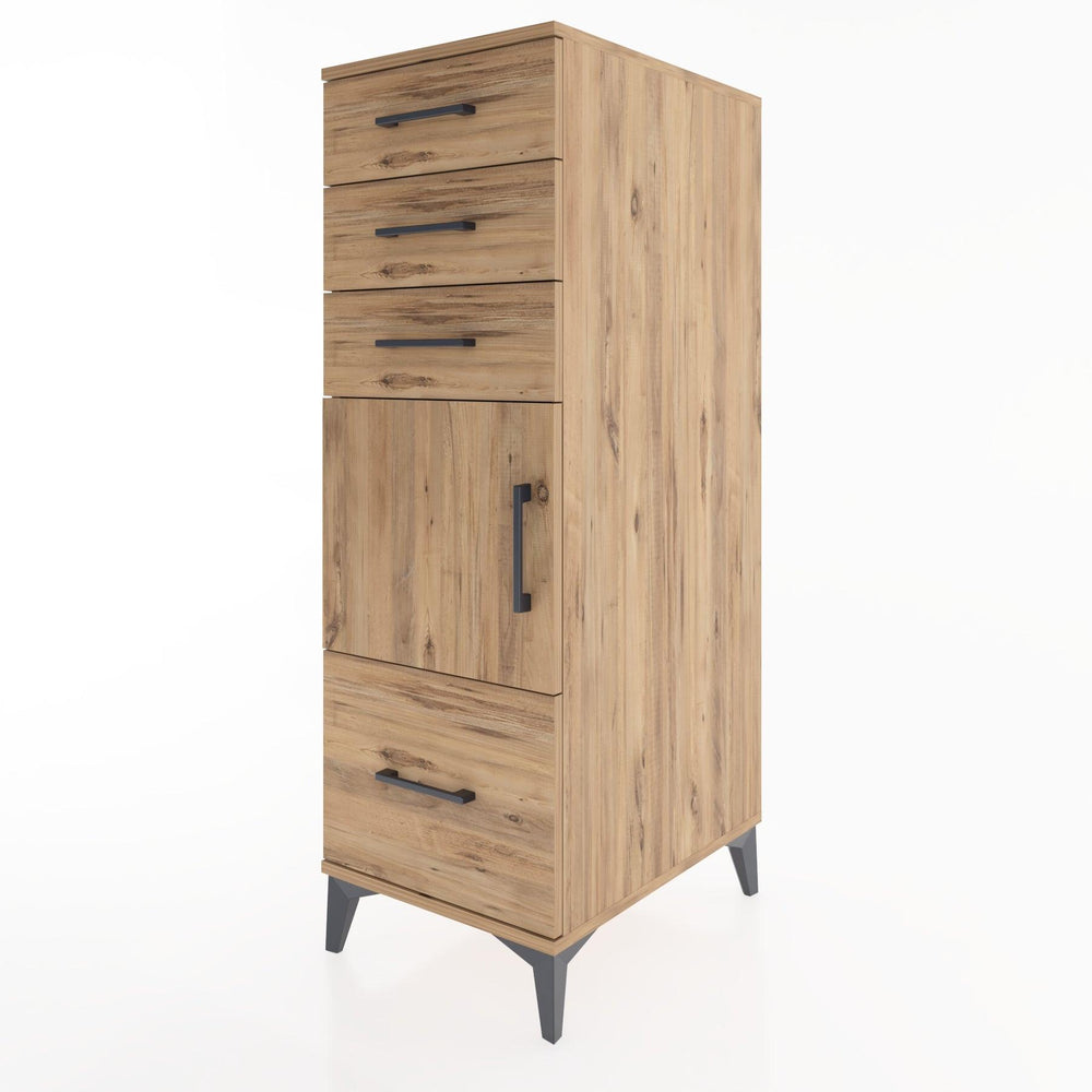 Woodntry Modüler Dolap Çam 44x59x122 cm Kapaklı ve Çekmeceli KC10-3