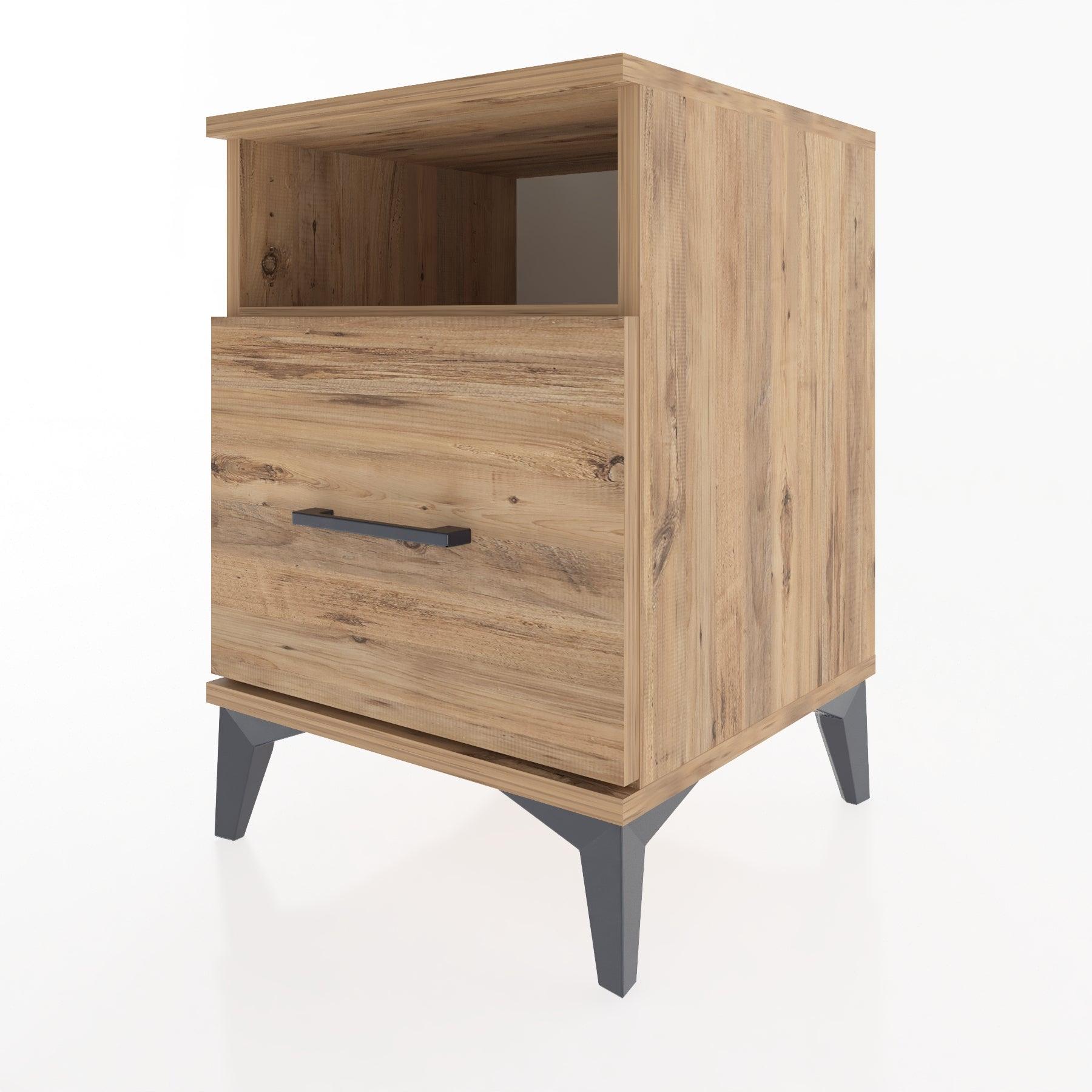Woodntry Modular Nightstand Pine 44x44x52 cm with Drawers and Shelves CR10-3