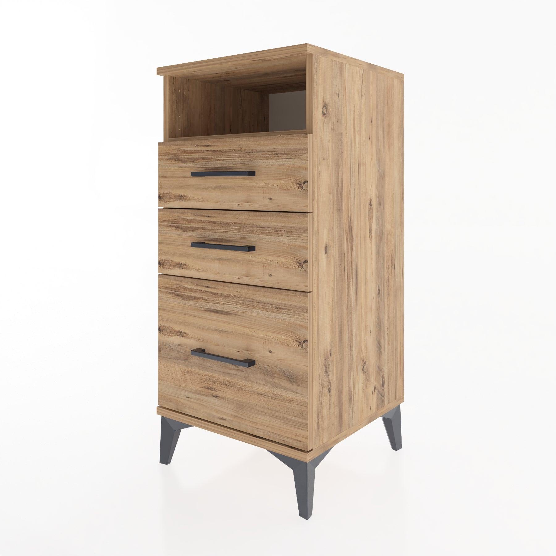 Woodntry Modular Nightstand Pine 44x44x84 cm with Drawers and Shelves CR10-3