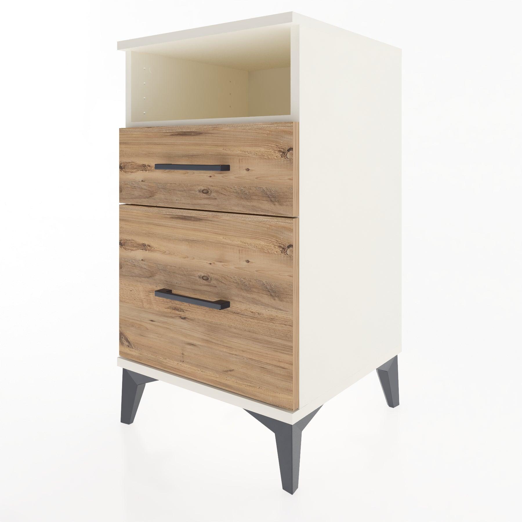 Woodntry Modular Nightstand Moonstone 44x44x68 cm with Drawer and Shelf CR11-1