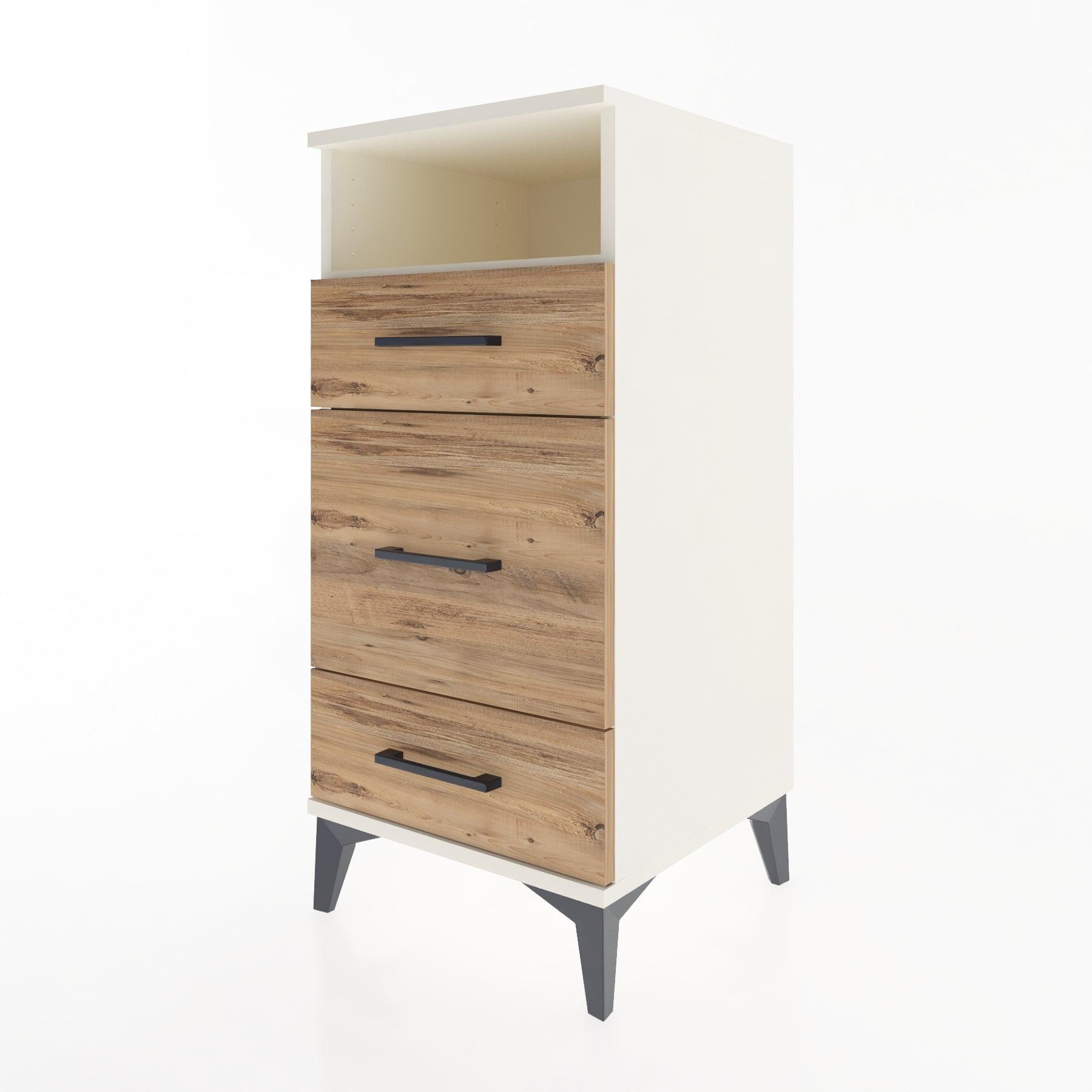Woodntry Modular Nightstand Moonstone 44x44x84 cm with Drawer and Shelf CR11-1