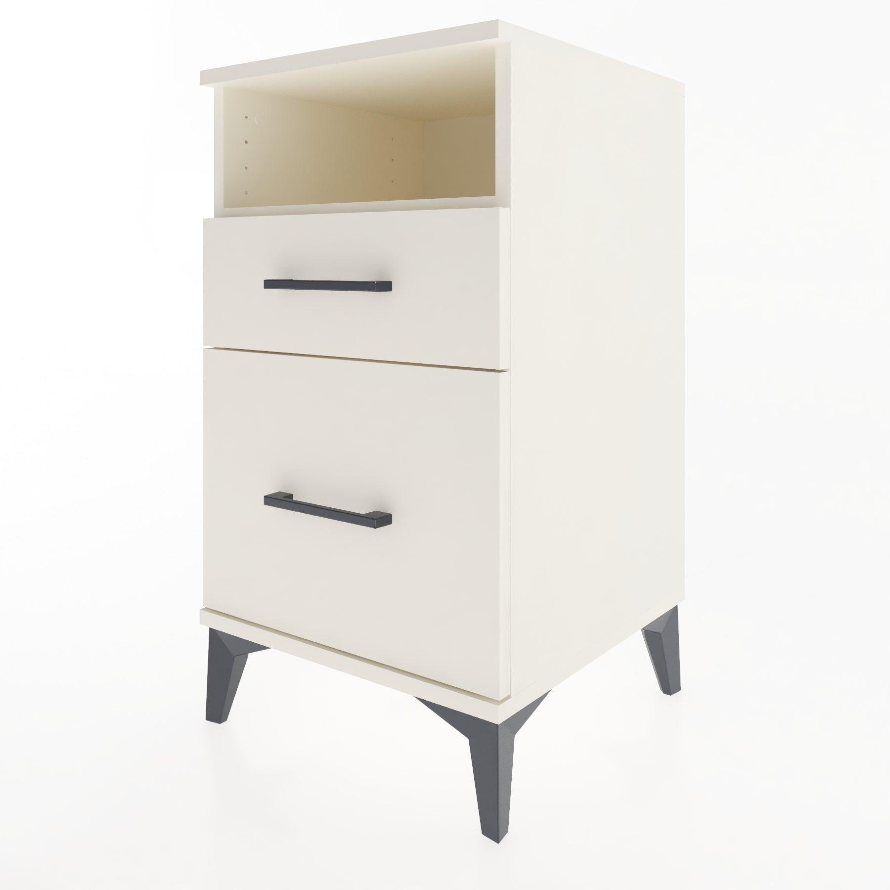 Woodntry Modular Nightstand Moonstone 44x44x68 cm with Drawer and Shelf CR11-1