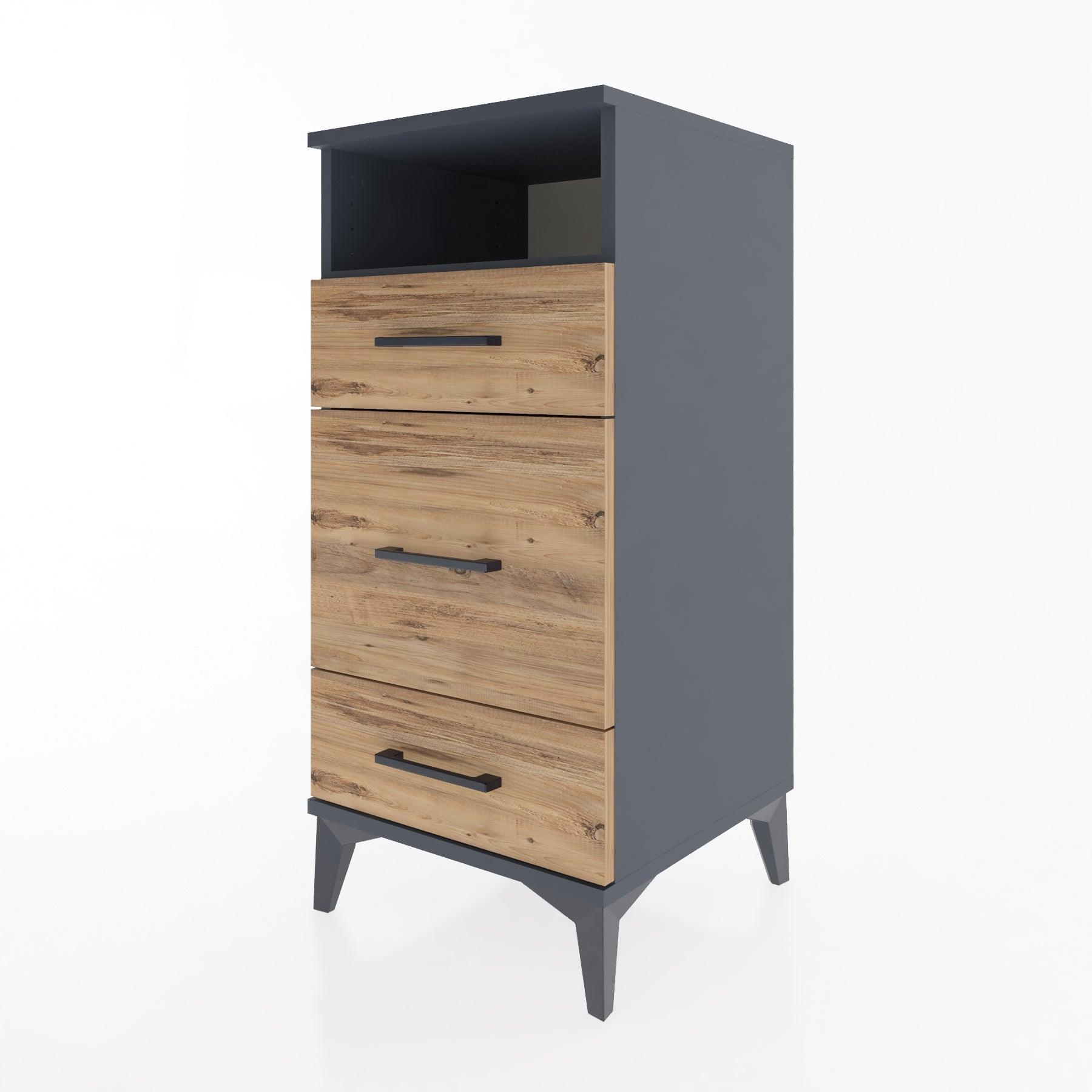 Woodntry Modular Nightstand Anthracite 44x44x84 cm with Drawers and Shelves CR11-2