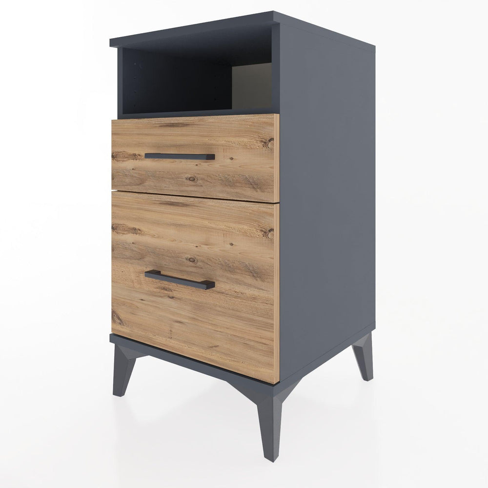 Woodntry Modular Nightstand Anthracite 44x44x68 cm with Drawers and Shelves CR11-2