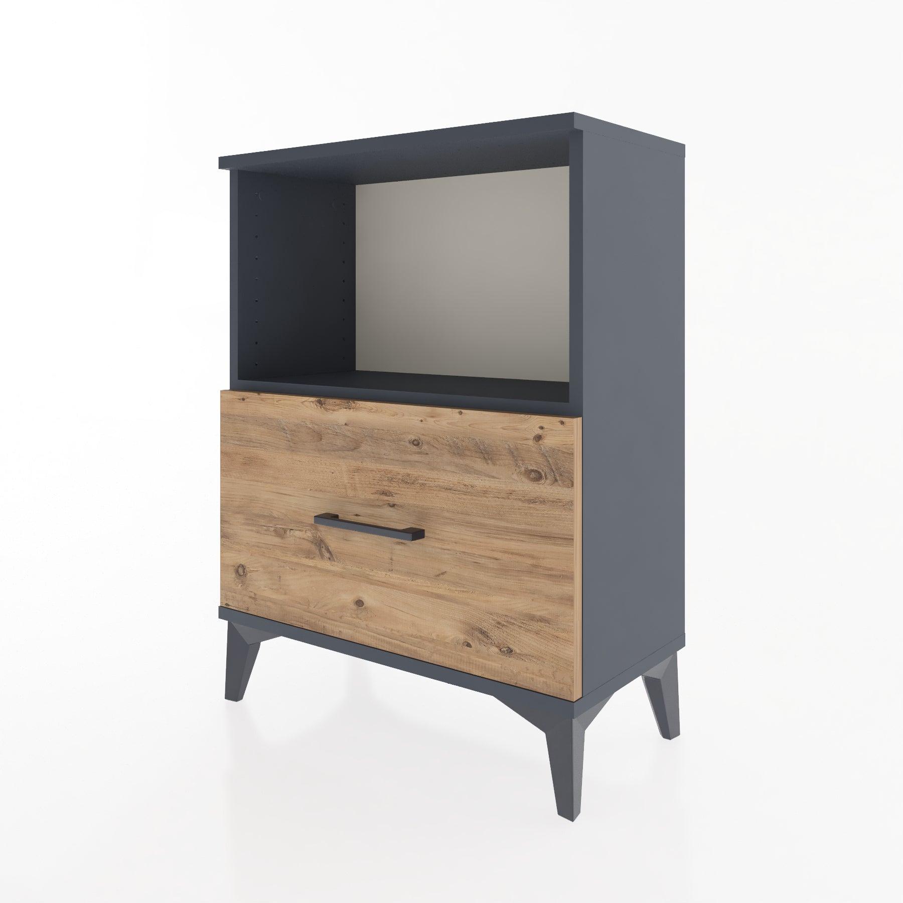 Woodntry Modular Nightstand Anthracite 60x30x68 cm with Drawer and Shelf CR11-2