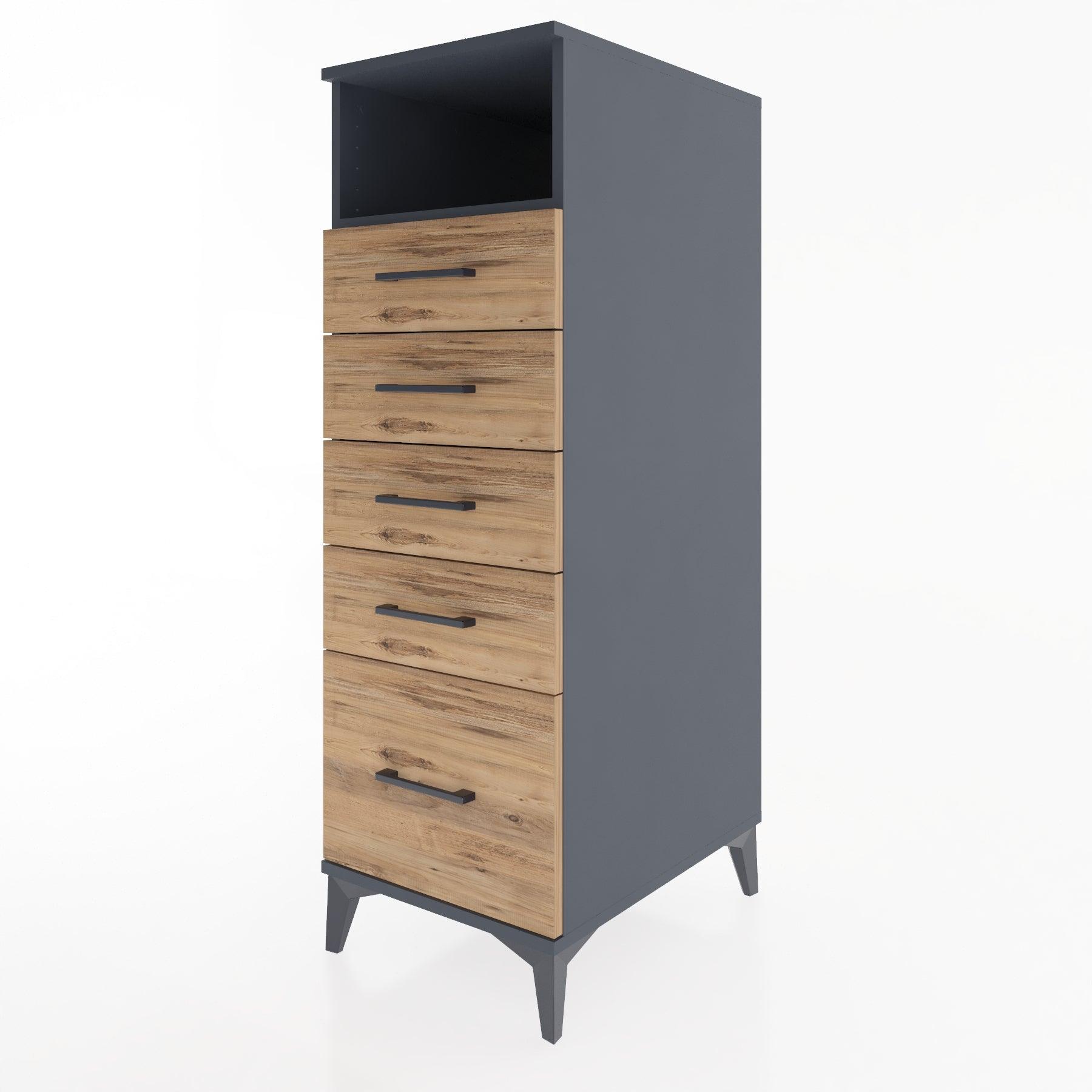 Woodntry Modular Cabinet Anthracite 44x30x122 cm with Drawers and Shelves CR111-2