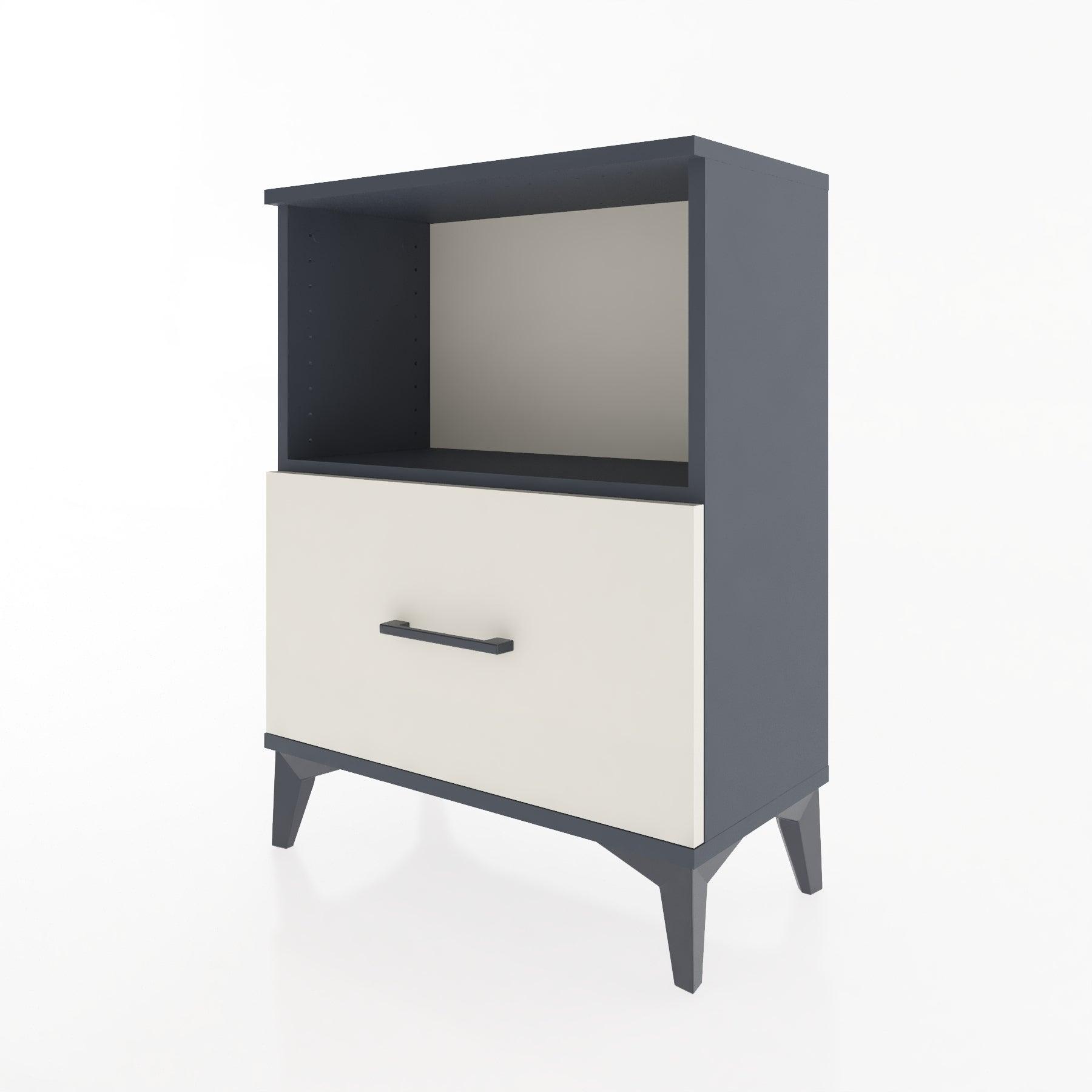 Woodntry Modular Nightstand Anthracite 60x30x68 cm with Drawer and Shelf CR11-2