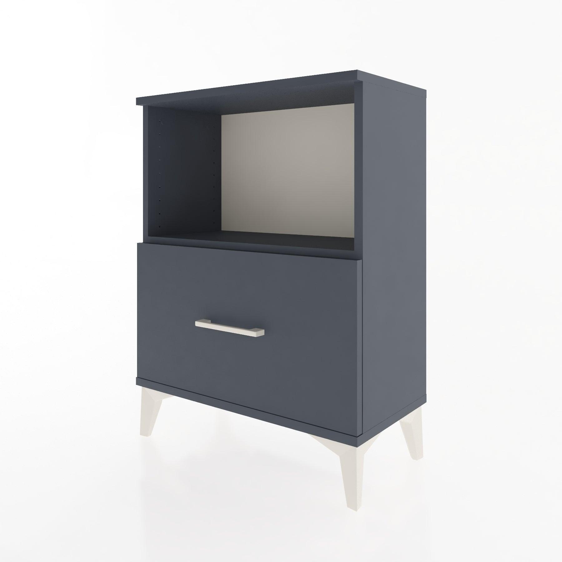 Woodntry Modular Nightstand Anthracite 60x30x68 cm with Drawer and Shelf CR11-2