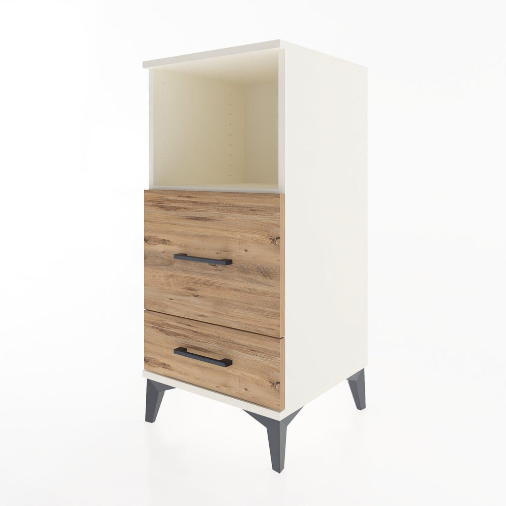 Woodntry Modular Nightstand Moonstone 44x44x84 cm with Drawer and Shelf CR12-1