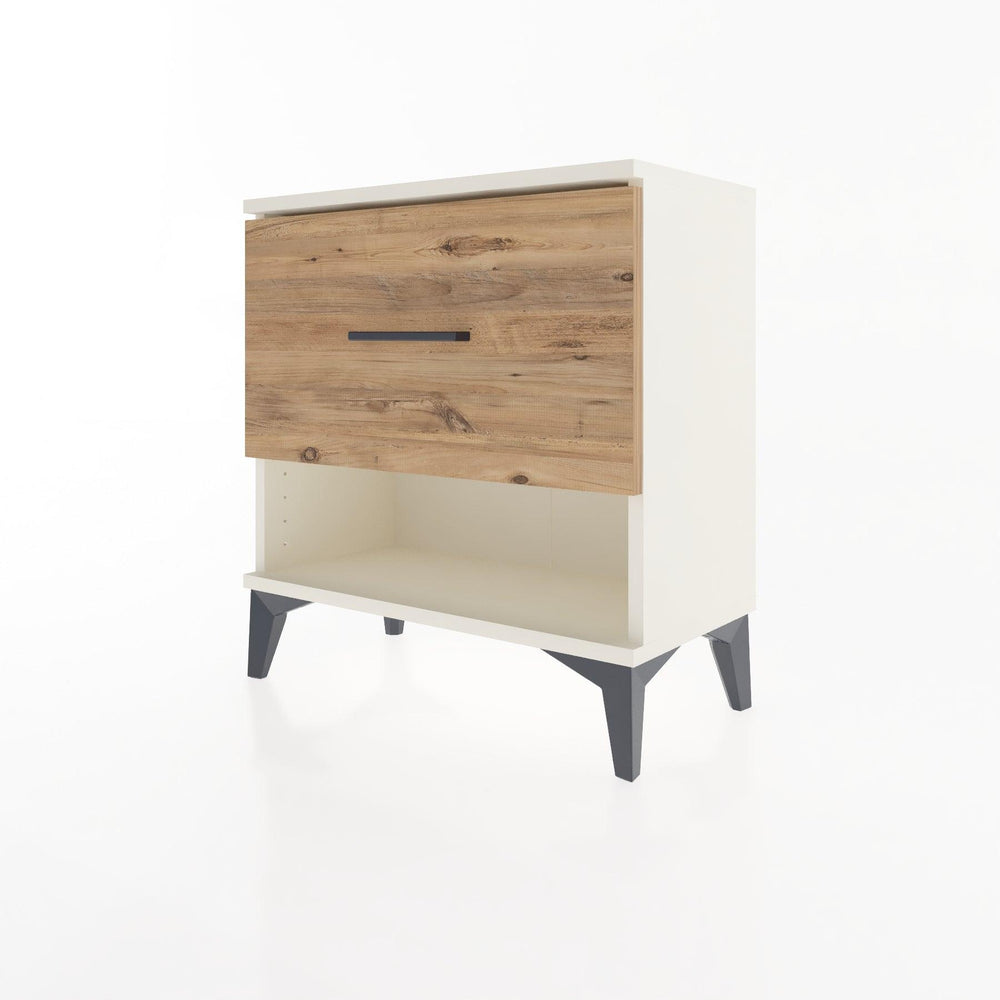 Woodntry Modular Nightstand Moonstone 60x30x52 cm with Drawer and Shelf CR12-1
