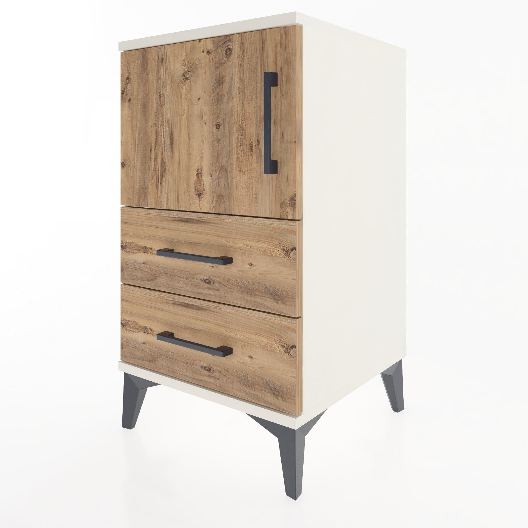 Woodntry Modular Nightstand Moonstone 44x44x68 cm with Cover and Drawer KC12-1