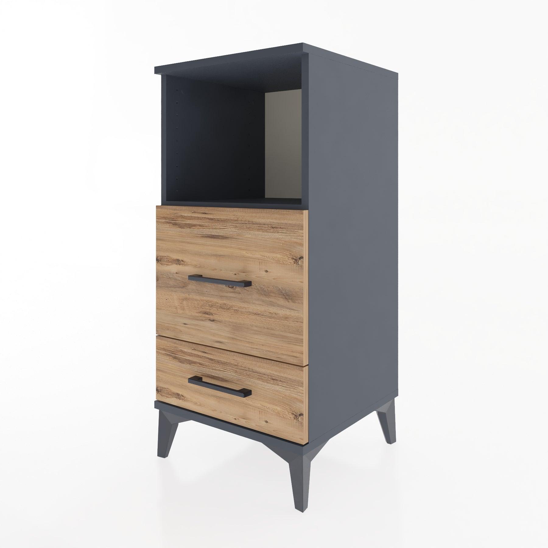 Woodntry Modular Nightstand Anthracite 44x44x84 cm with Drawers and Shelves CR12-2