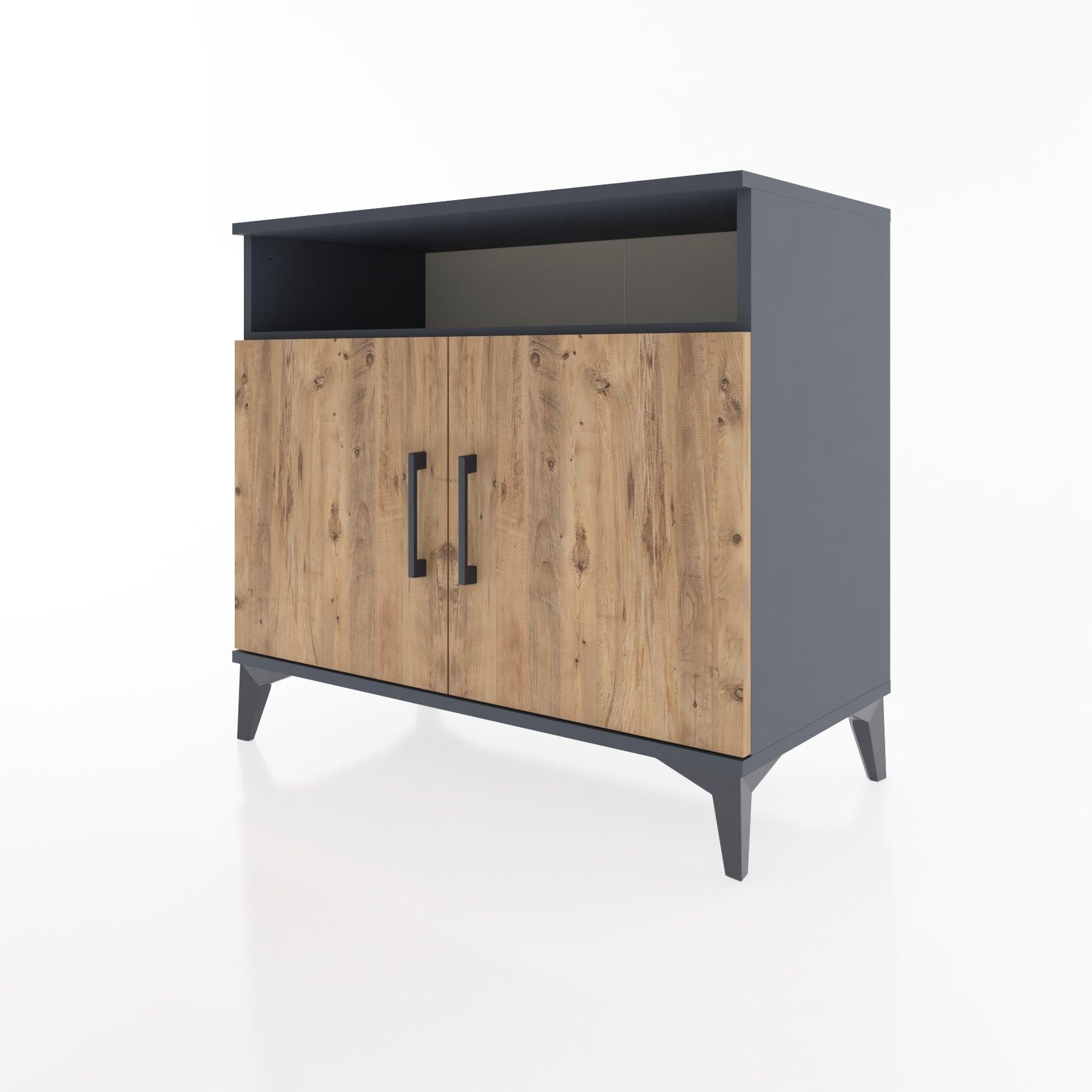 Woodntry Modüler Şifonyer Antrasit 88x44x68 cm Kapaklı ve Raflı KR12-2