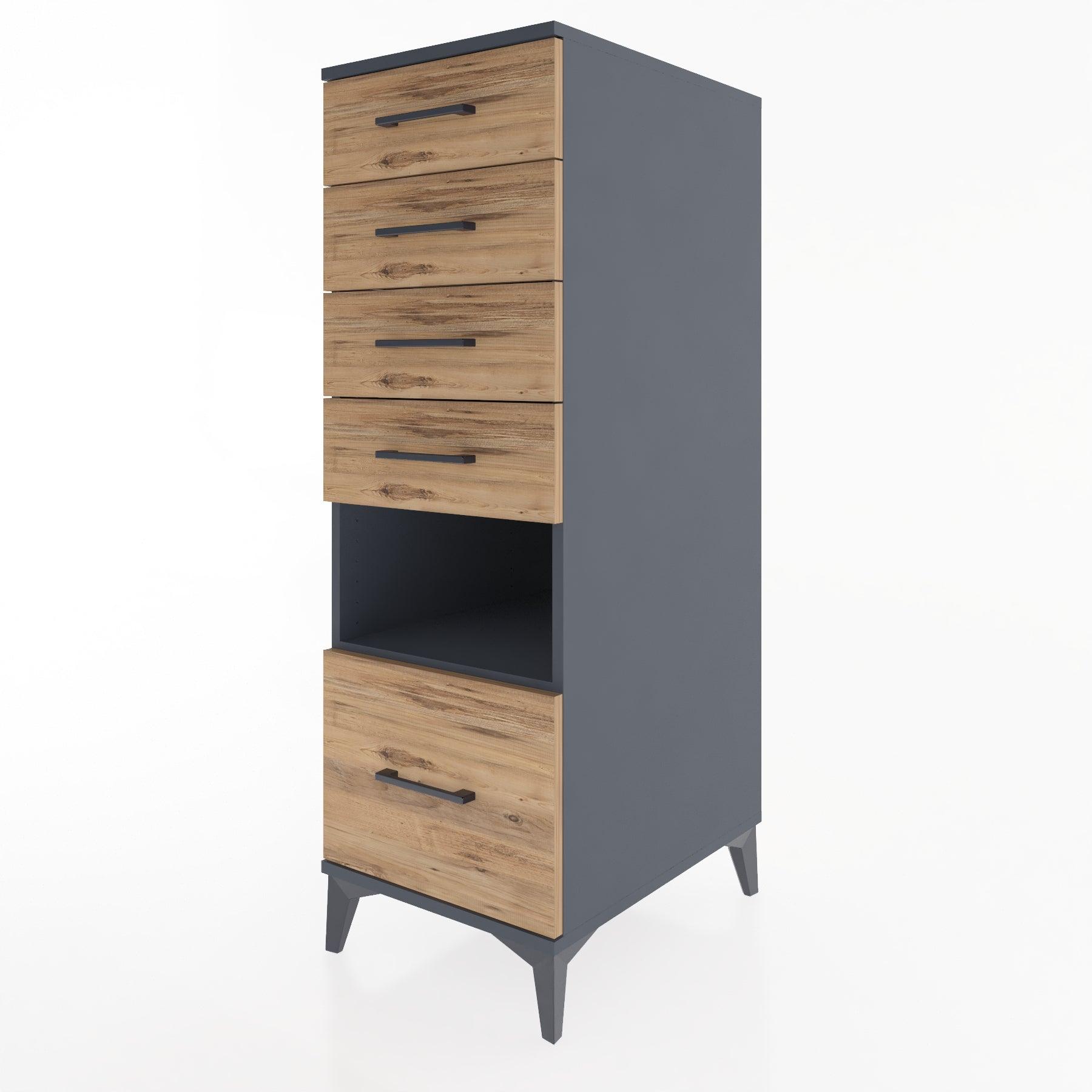 Woodntry Modular Cabinet Anthracite 44x30x122 cm with Drawers and Shelves CR12-2