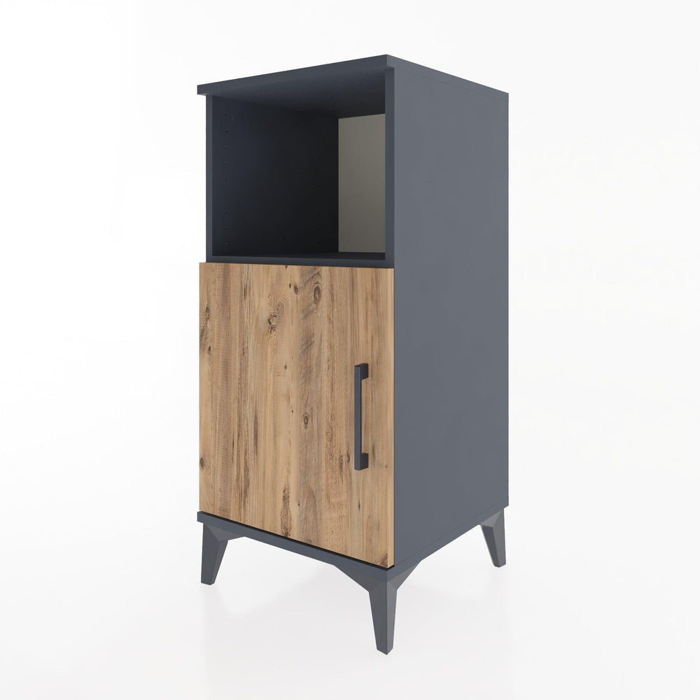 Woodntry Modular Nightstand Anthracite 44x44x84 cm with Cover and Shelf KR34-2