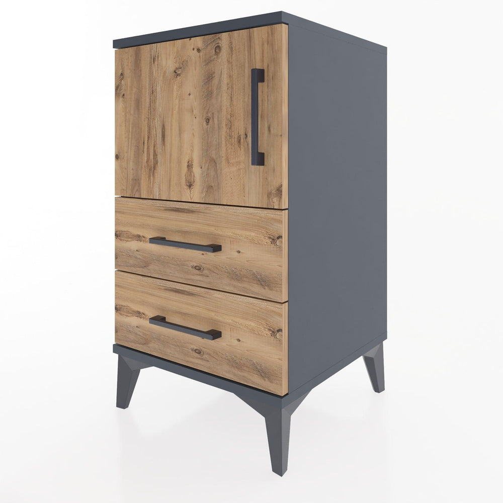 Woodntry Modular Nightstand Anthracite 44x44x68 cm with Cover and Drawer KC12-2