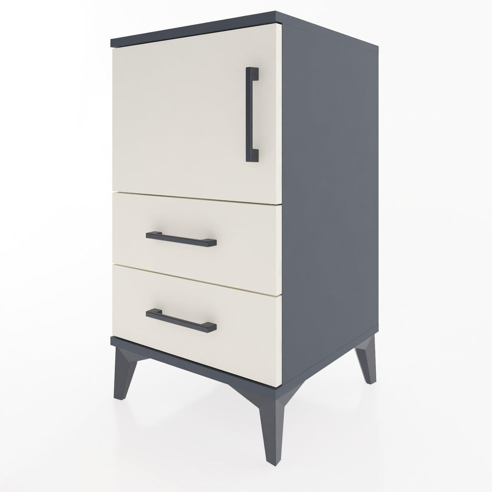 Woodntry Modular Nightstand Anthracite 44x44x68 cm with Cover and Drawer KC12-2