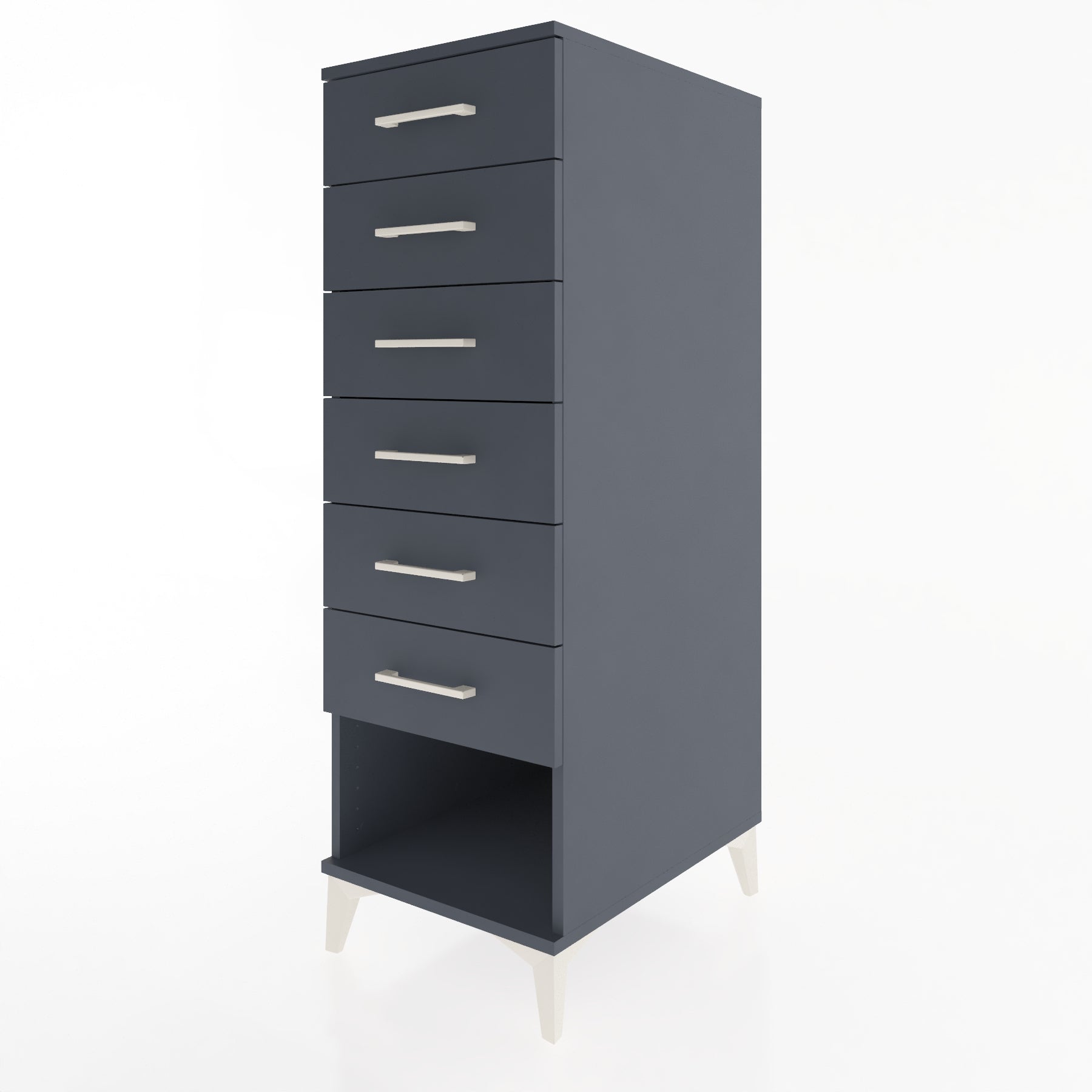 Woodntry Modüler Dolap Antrasit 44x59x122 cm Çekmeceli ve Raflı CR62-2