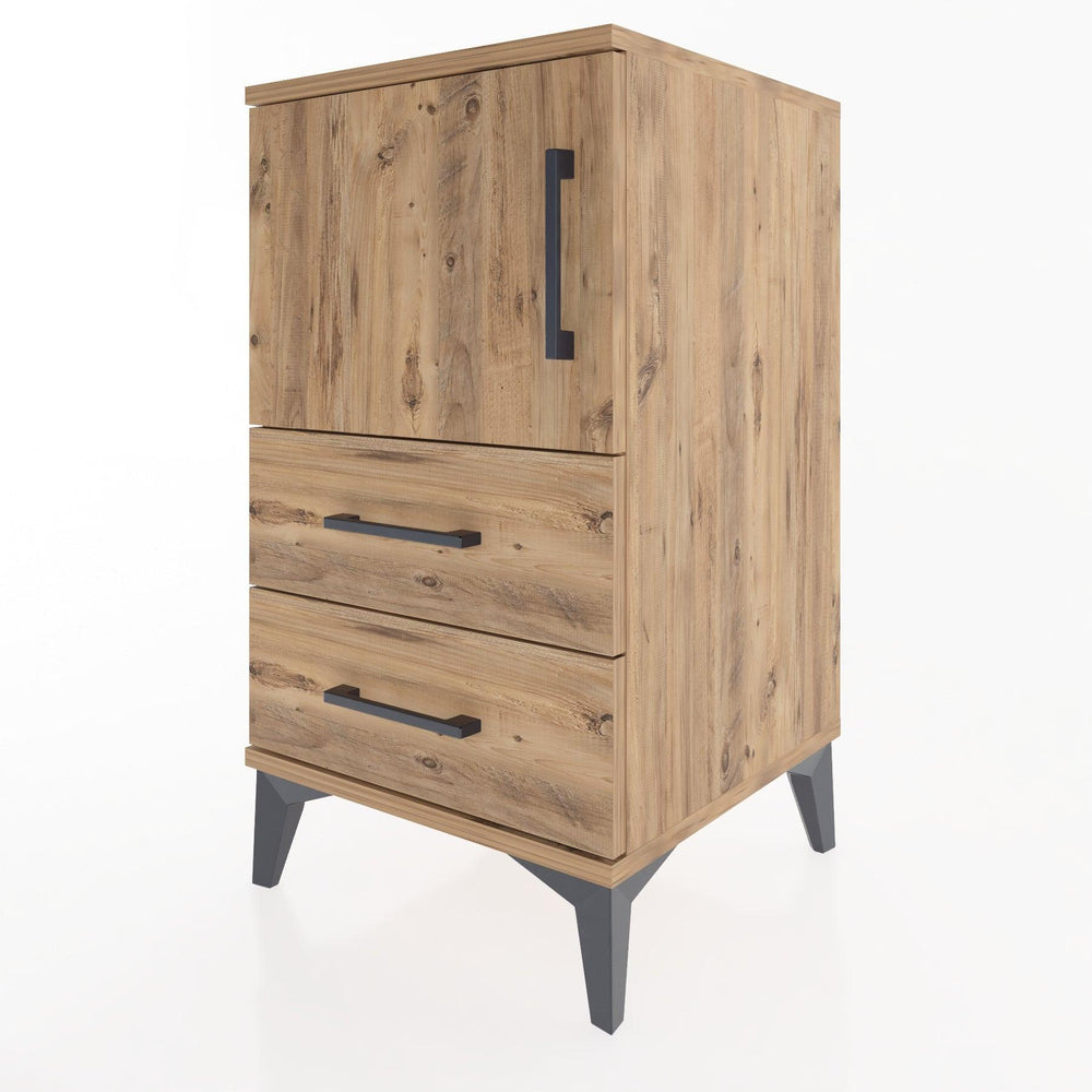 Woodntry Modular Nightstand Pine 44x44x68 cm with Cover and Drawer KC12-3