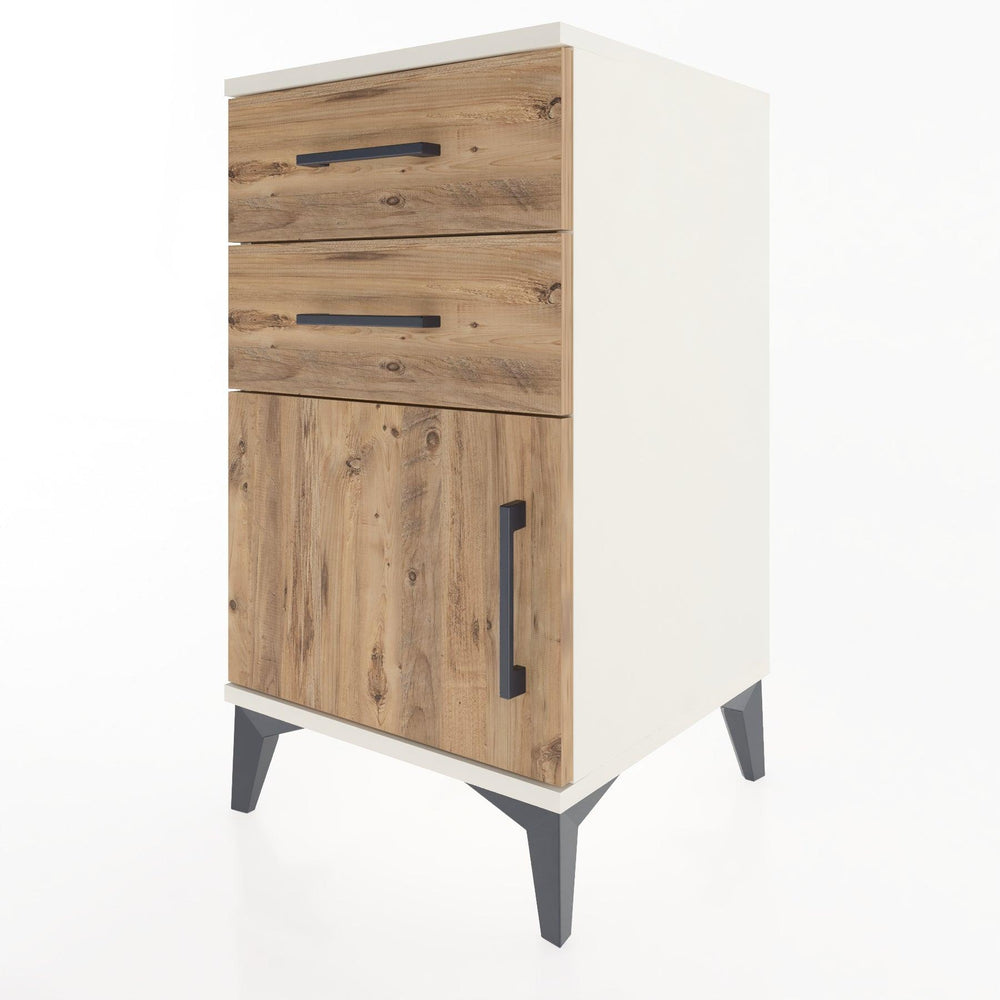 Woodntry Modular Nightstand Moonstone 44x44x68 cm with Cover and Drawer KC13-1