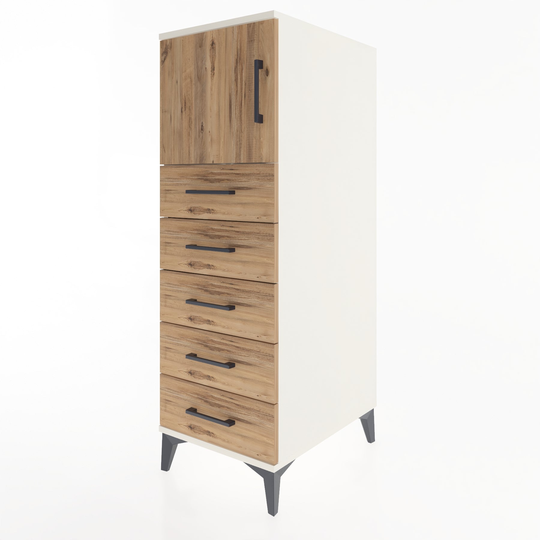Woodntry Modular Cabinet Moonstone 44x59x122 cm with Doors and Drawers KC63-1