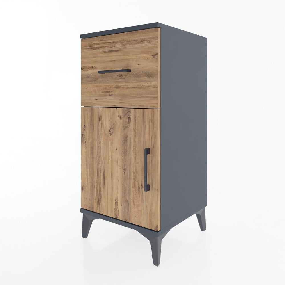 Woodntry Modular Nightstand Anthracite 44x44x84 cm with Cover and Drawer KC35-2