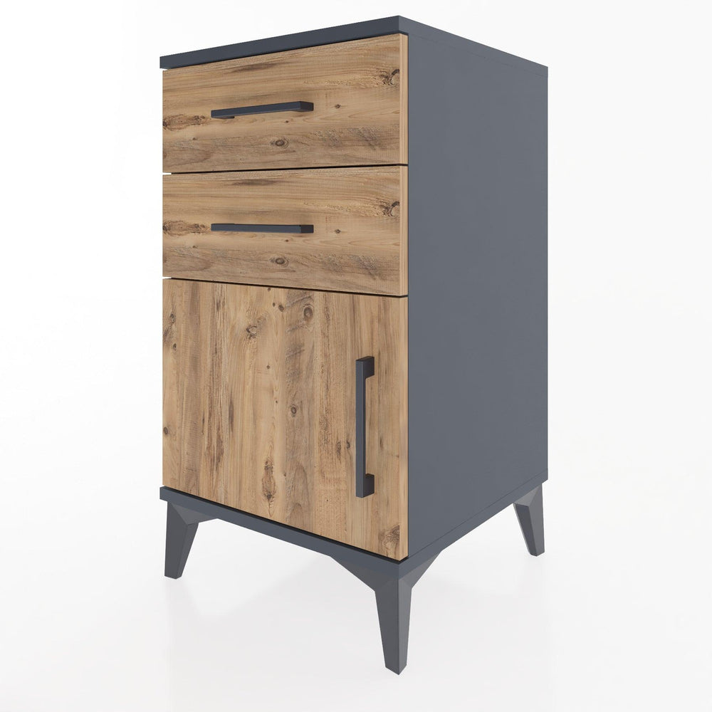 Woodntry Modular Nightstand Anthracite 44x44x68 cm with Cover and Drawer KC13-2
