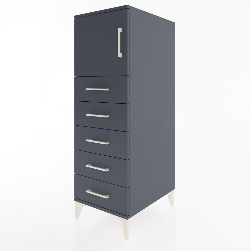 Woodntry Modüler Dolap Antrasit 44x59x122 cm Kapaklı ve Çekmeceli KC63-2