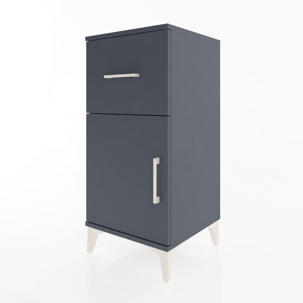 Woodntry Modular Nightstand Anthracite 44x44x84 cm with Cover and Drawer KC35-2