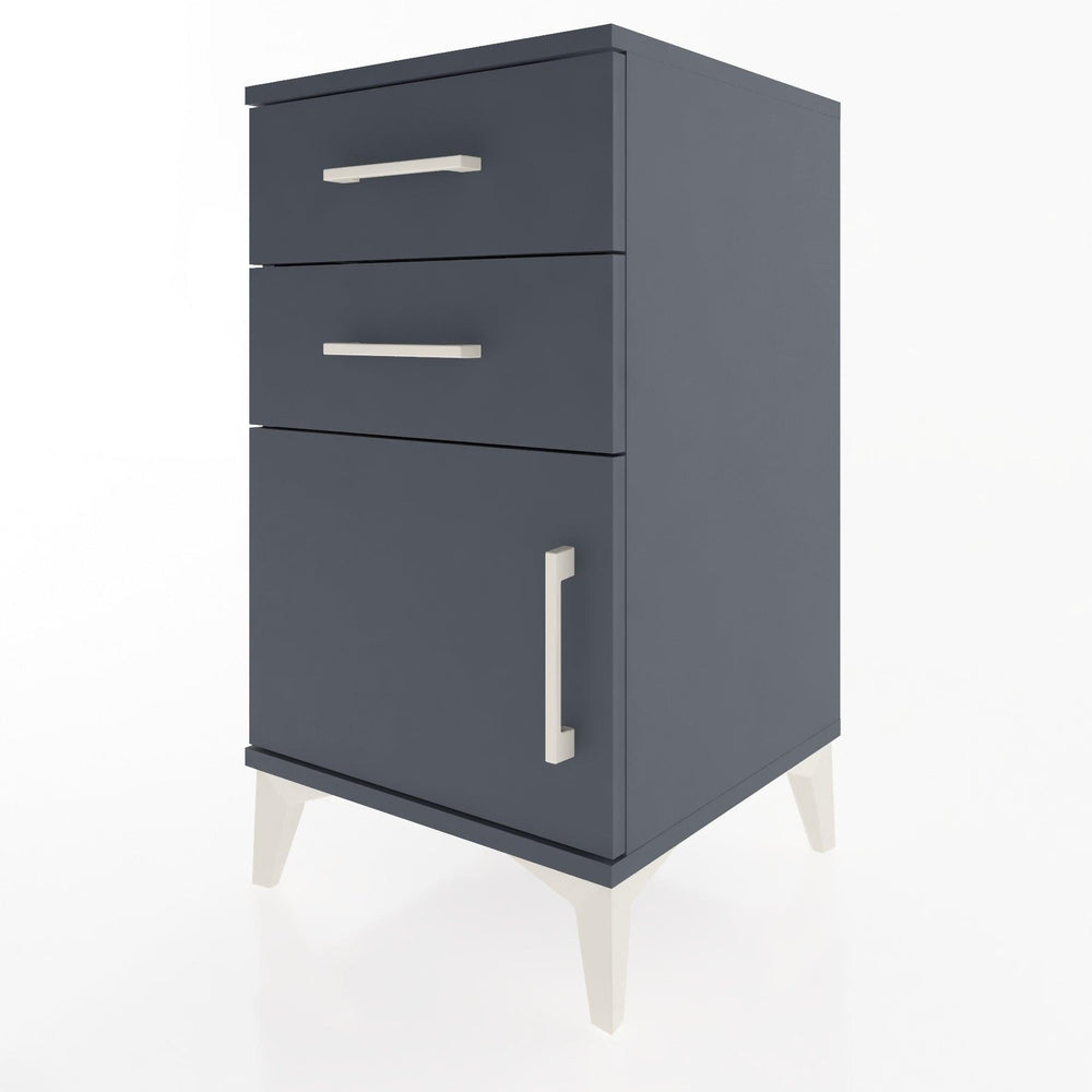 Woodntry Modular Nightstand Anthracite 44x44x68 cm with Cover and Drawer KC13-2