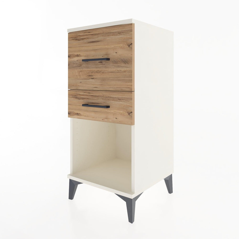 Woodntry Modular Nightstand Moonstone 44x44x84 cm with Drawer and Shelf CR14-1