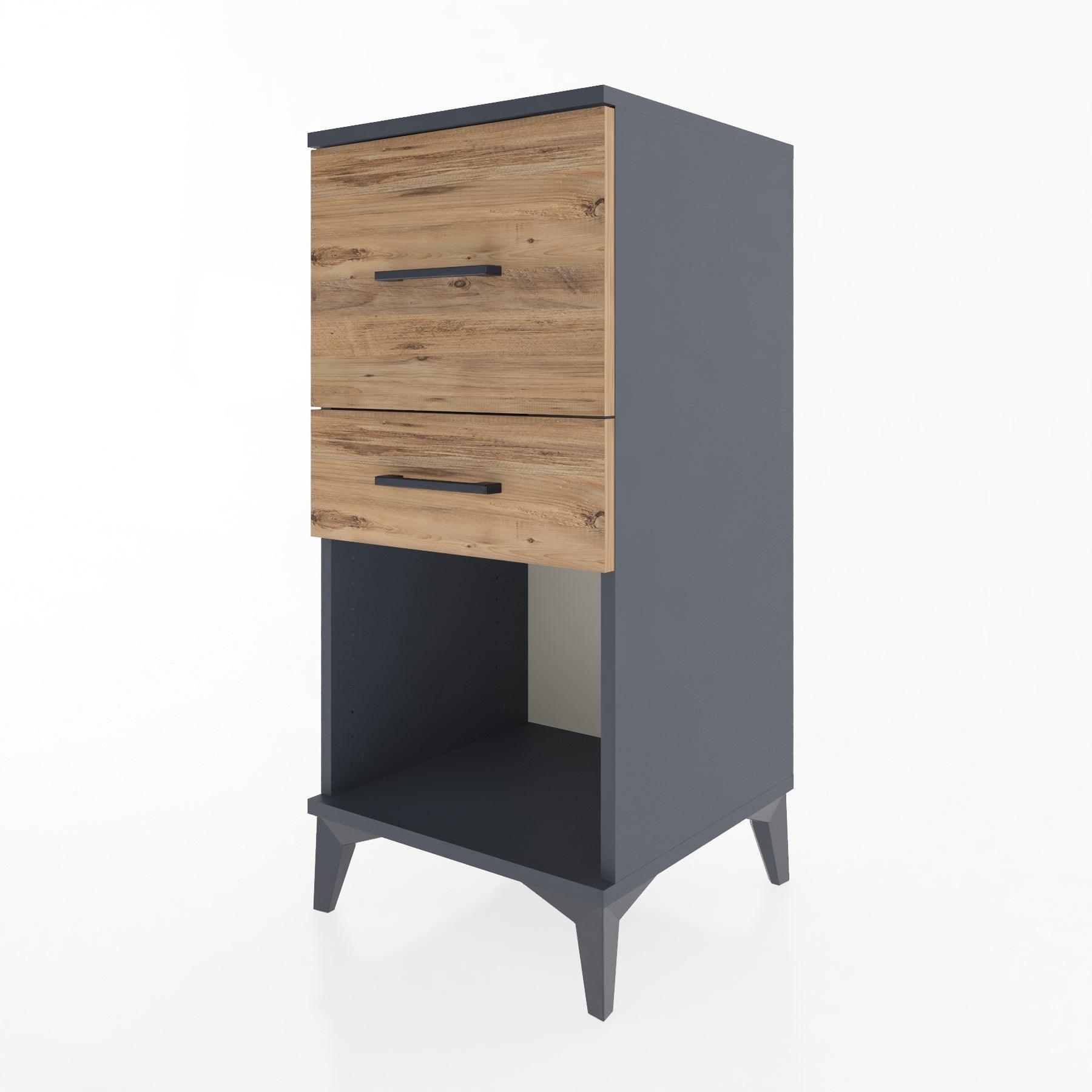 Woodntry Modular Nightstand Anthracite 44x44x84 cm with Drawers and Shelves CR14-2