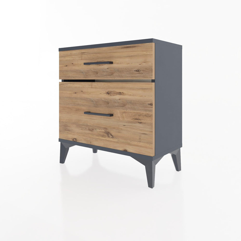 Woodntry Modular Nightstand Anthracite 60x30x52 cm with Drawer and Shelf CR14-2