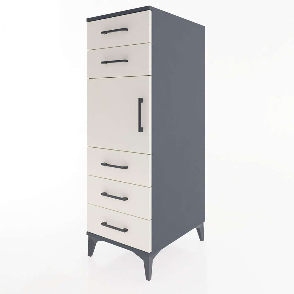 Woodntry Modular Cabinet Anthracite 44x30x122 cm with Doors and Drawers KC64-2