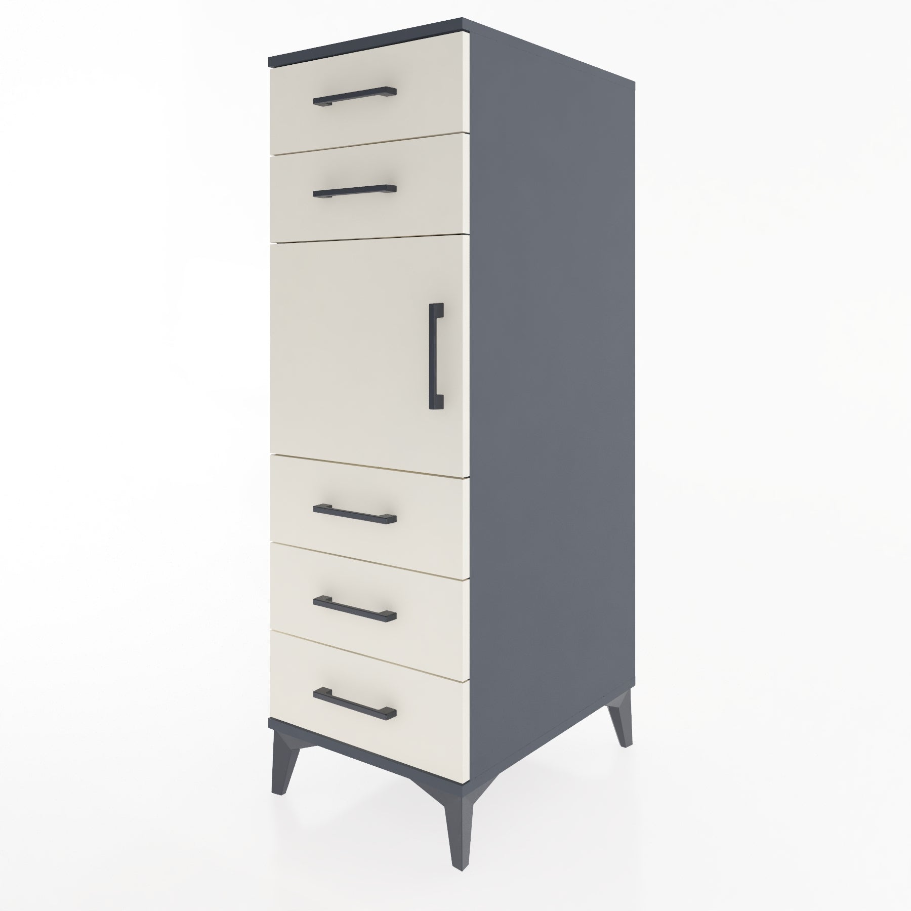 Woodntry Modular Cabinet Anthracite 44x59x122 cm with Doors and Drawers KC64-2