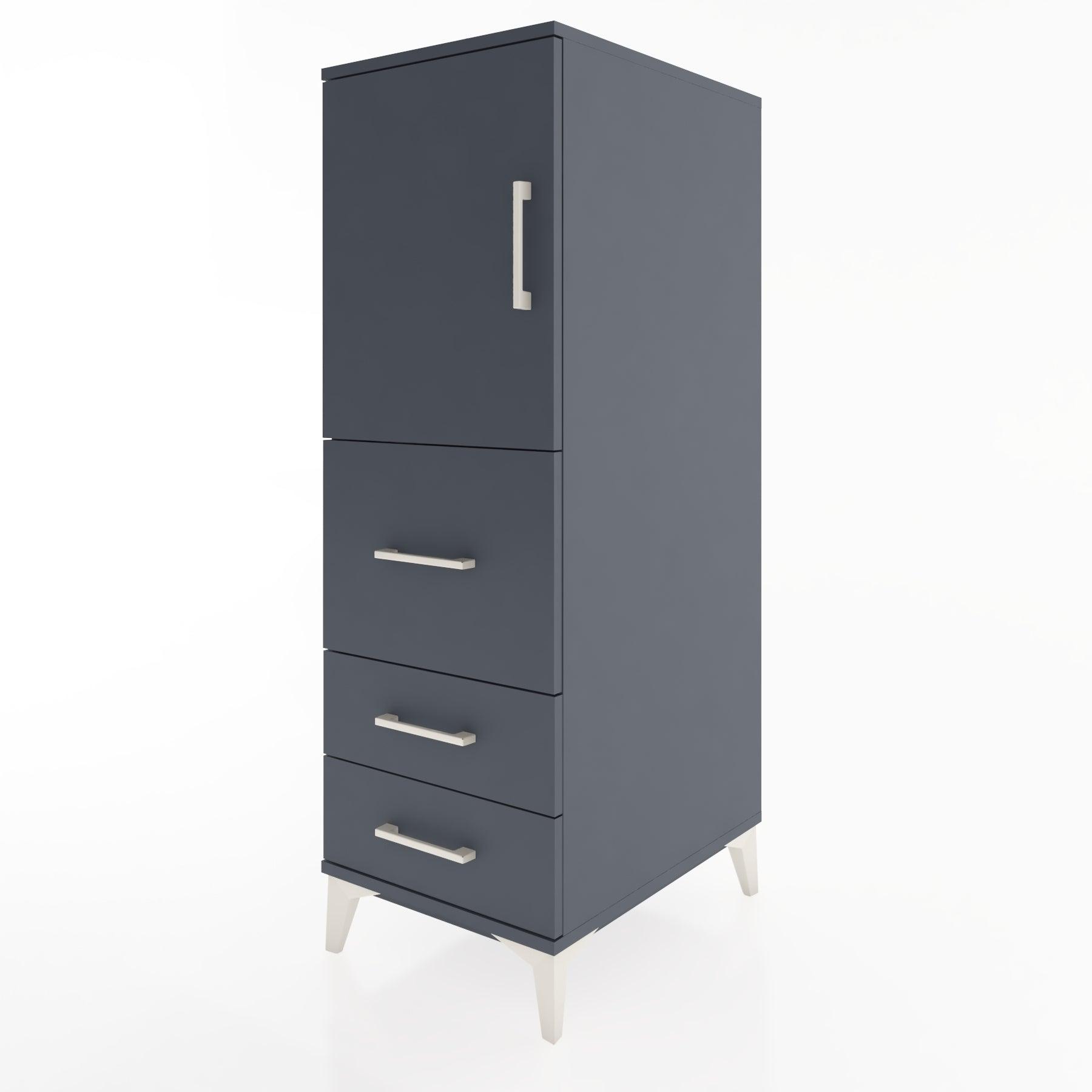 Woodntry Modular Cabinet Anthracite 44x30x122 cm with Doors and Drawers KC14-2