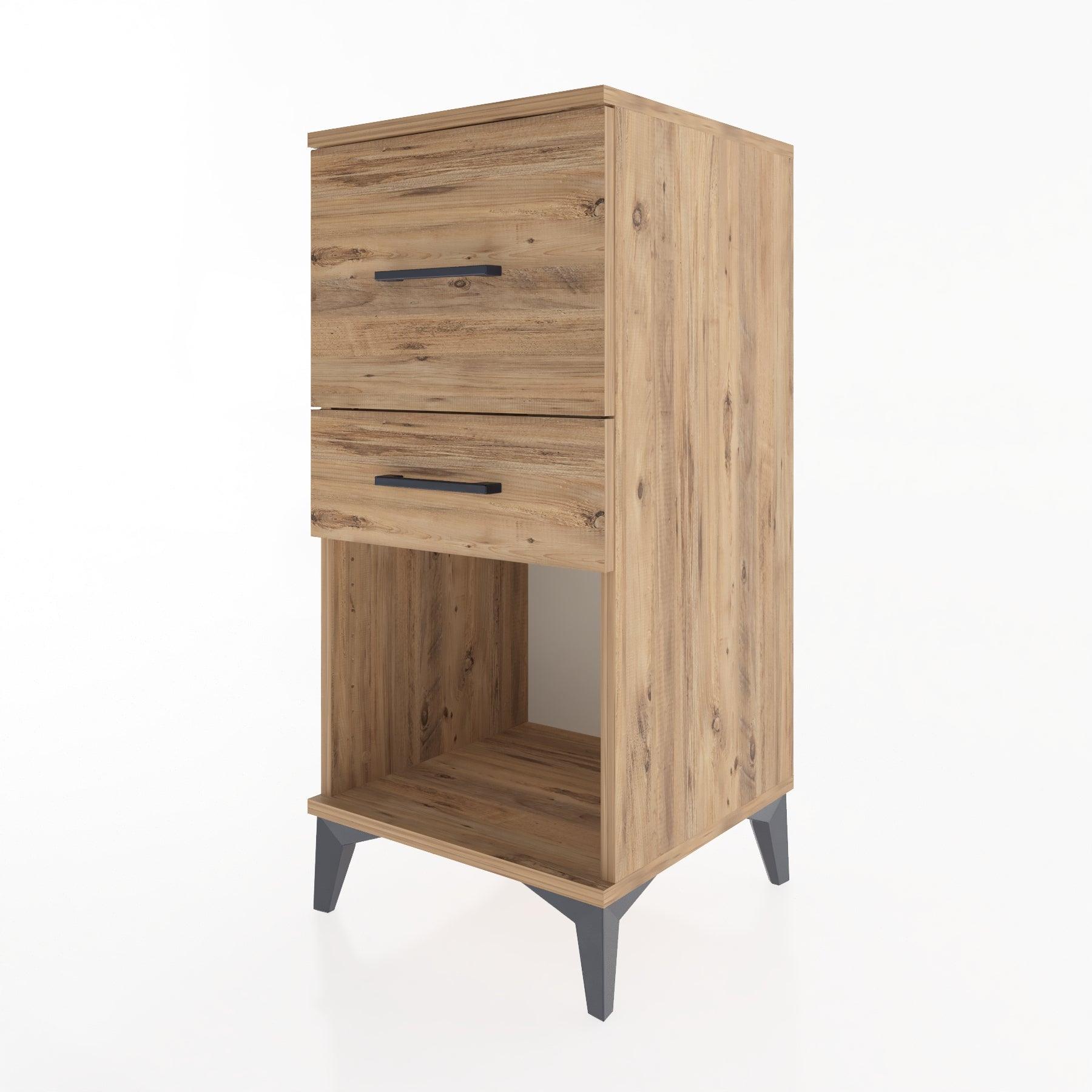 Woodntry Modular Nightstand Pine 44x44x84 cm with Drawers and Shelves CR14-3