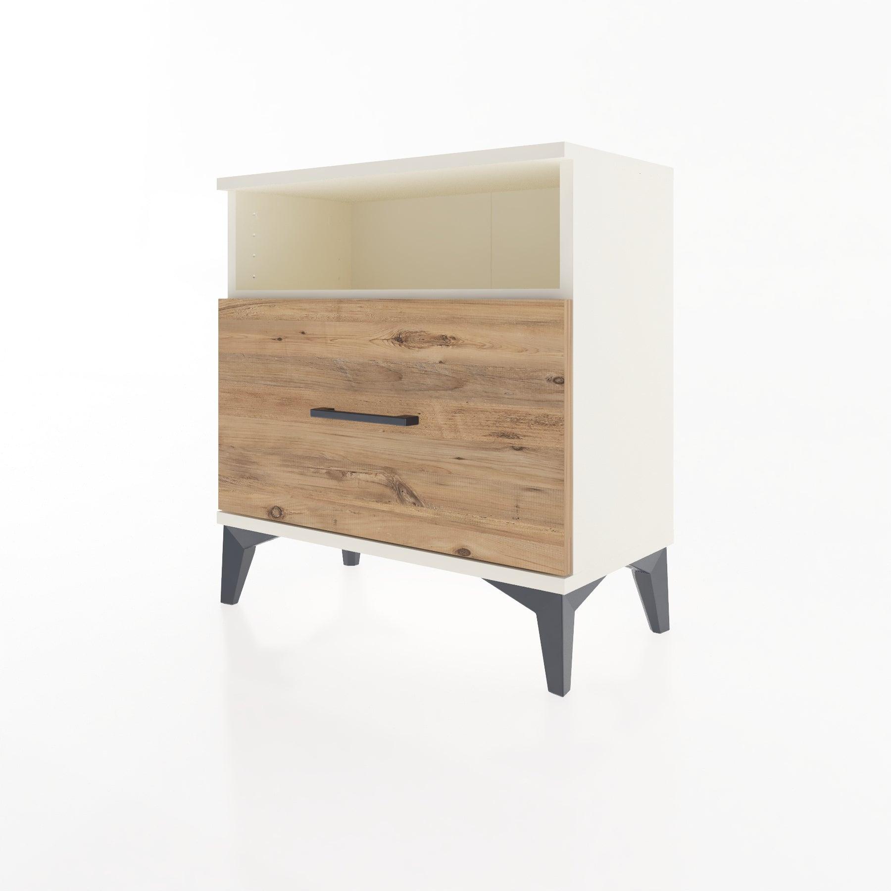 Woodntry Modular Nightstand Moonstone 60x30x52 cm with Drawer and Shelf CR15-1