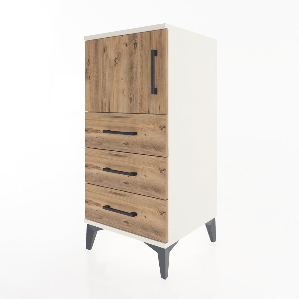 Woodntry Modular Nightstand Moonstone 44x44x84 cm with Cover and Drawer KC37-1