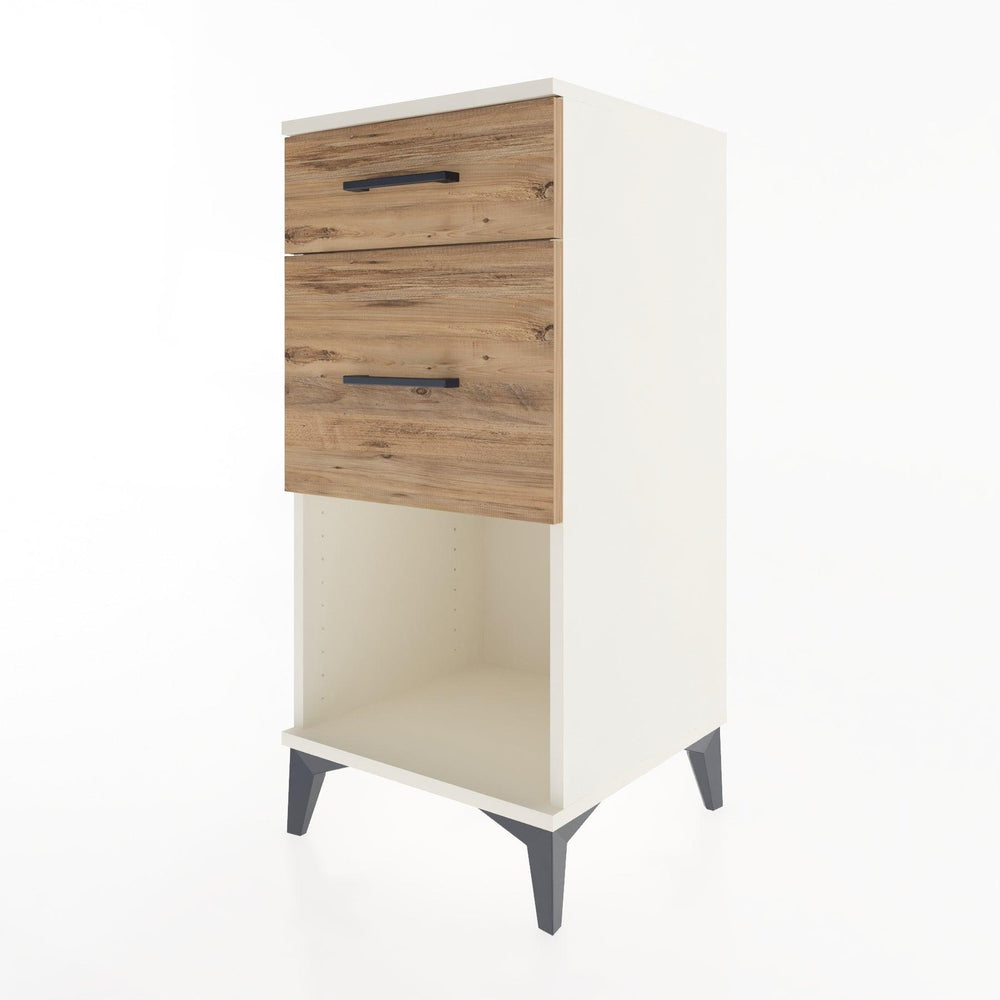Woodntry Modular Nightstand Moonstone 44x44x84 cm with Drawer and Shelf CR15-1