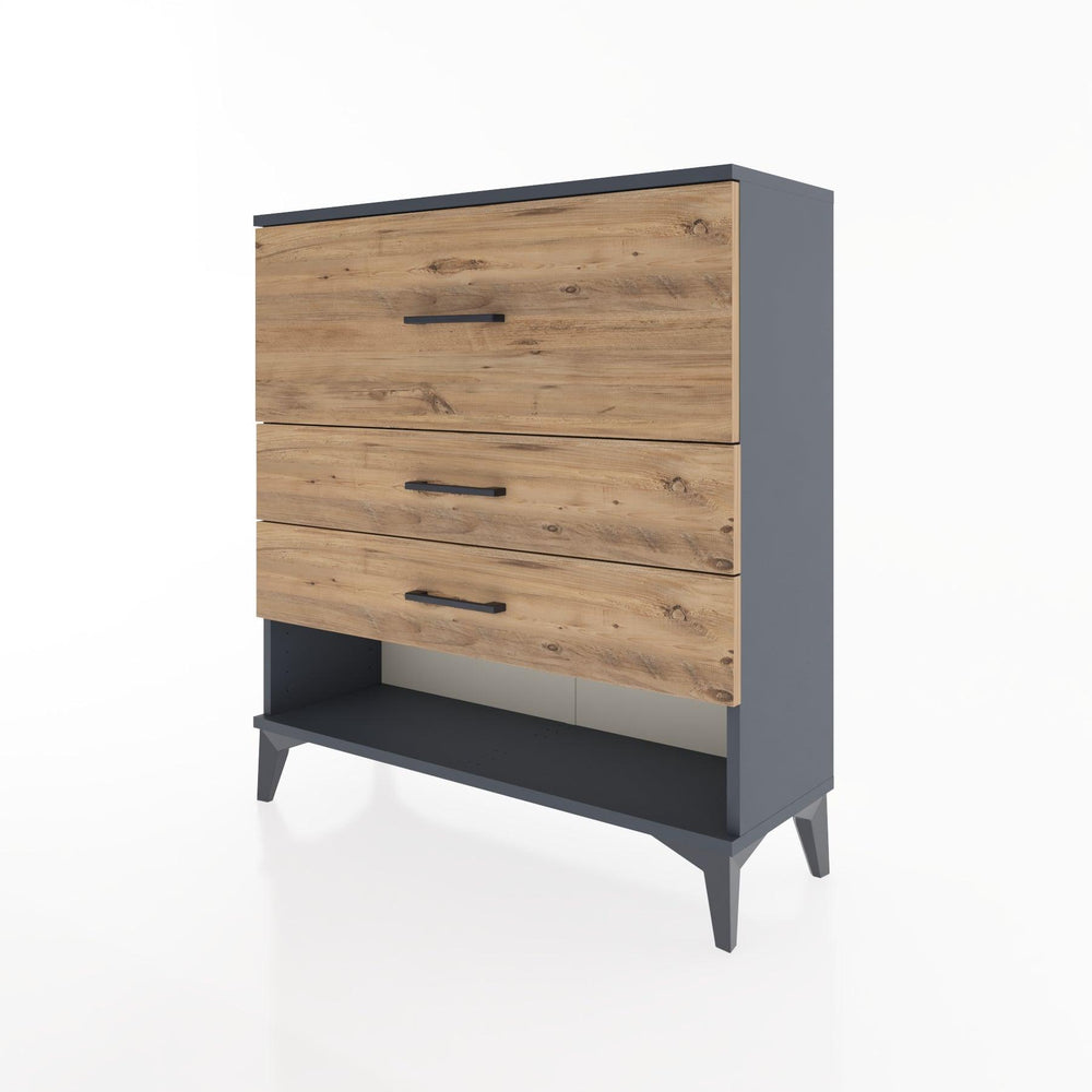 Woodntry Modüler Şifonyer Antrasit 88x30x84 cm Çekmeceli ve Raflı CR15-2