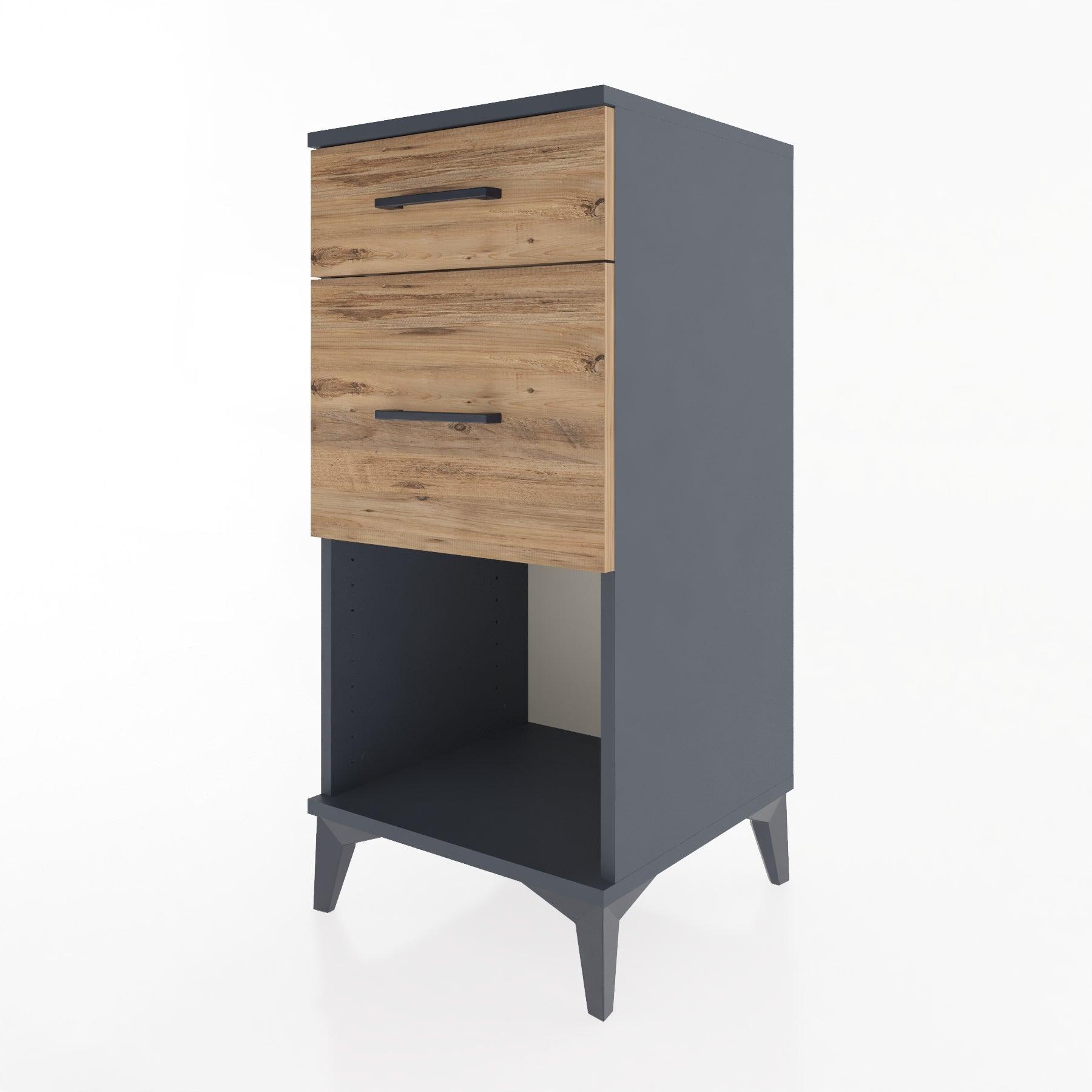 Woodntry Modular Nightstand Anthracite 44x44x84 cm with Drawers and Shelves CR15-2