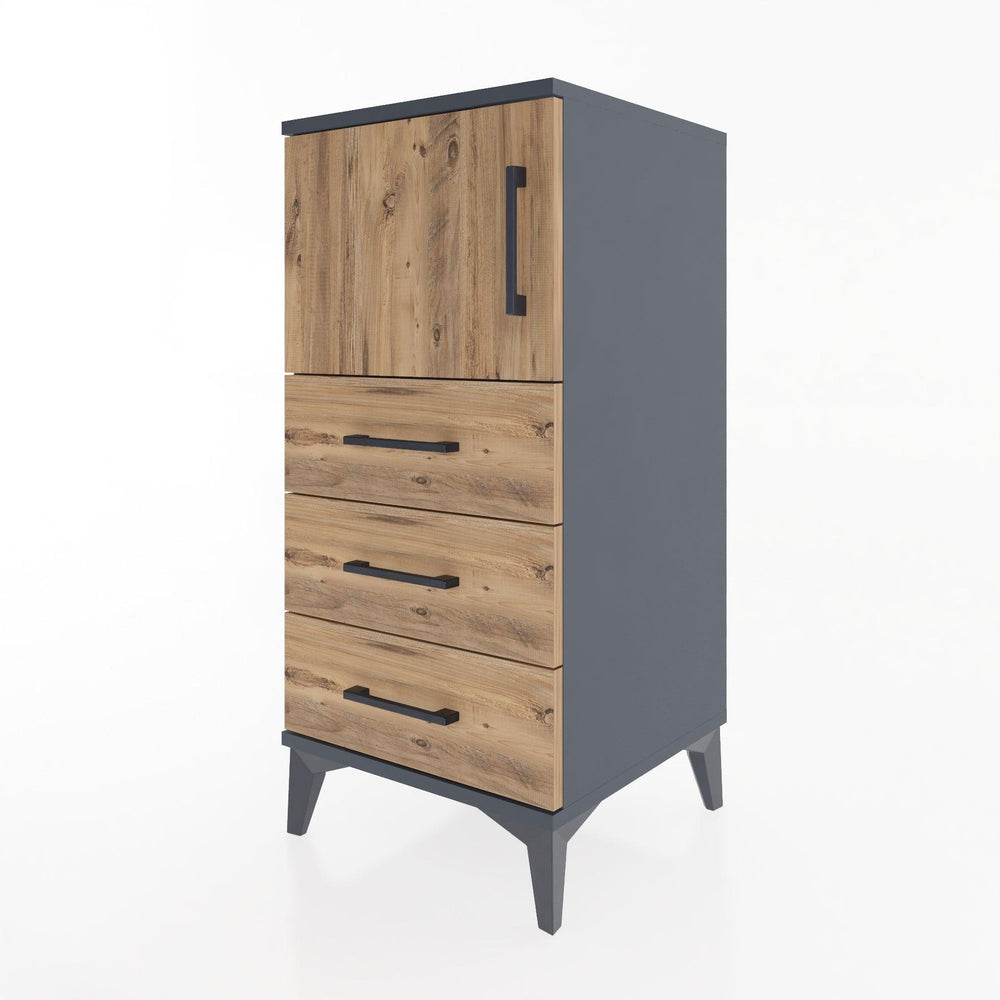 Woodntry Modular Nightstand Anthracite 44x44x84 cm with Cover and Drawer KC37-2
