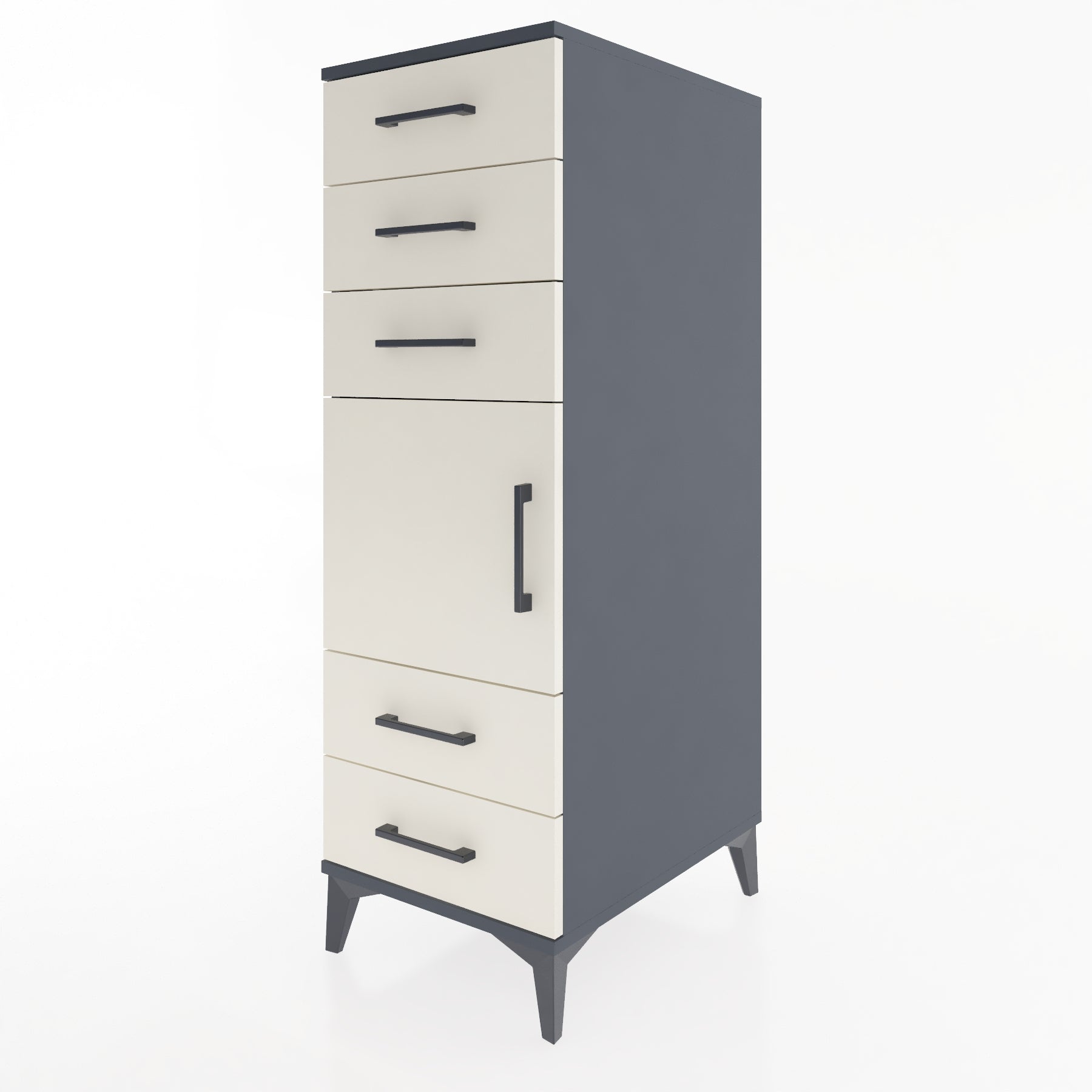 Woodntry Modular Cabinet Anthracite 44x59x122 cm with Doors and Drawers KC65-2
