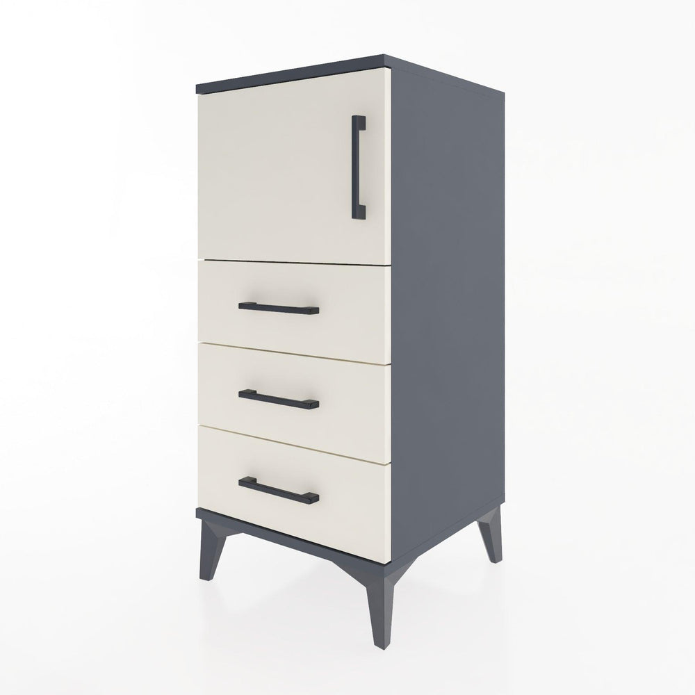 Woodntry Modular Nightstand Anthracite 44x44x84 cm with Cover and Drawer KC37-2