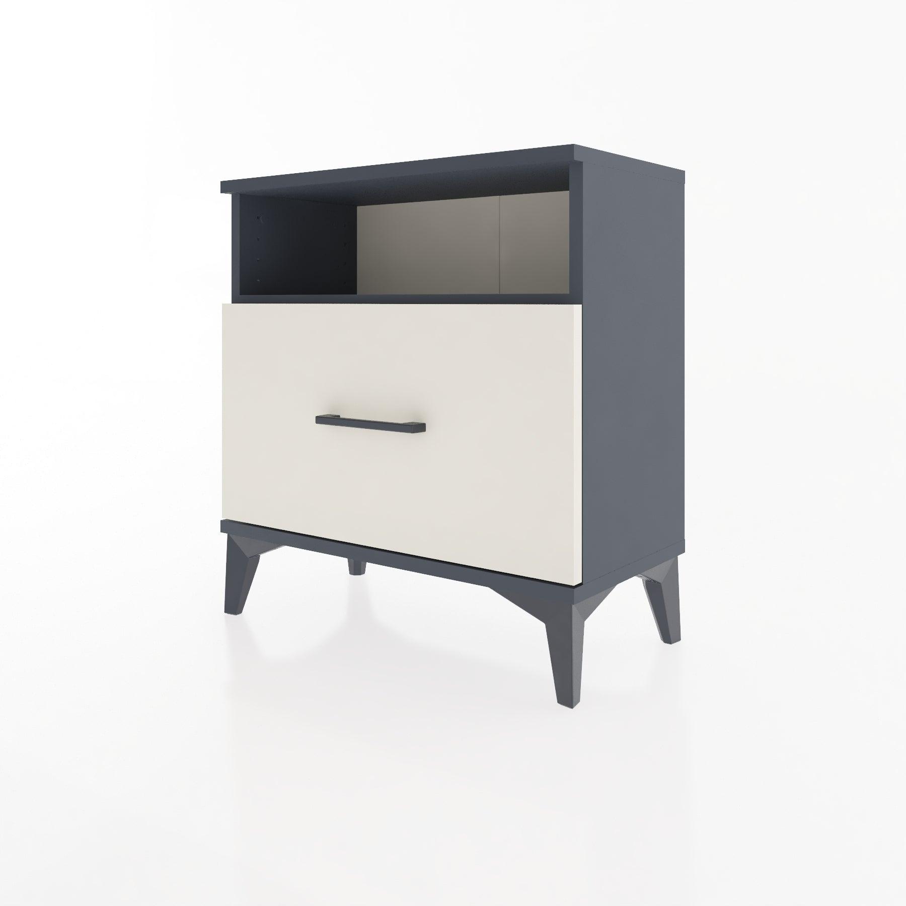 Woodntry Modular Nightstand Anthracite 60x30x52 cm with Drawer and Shelf CR15-2