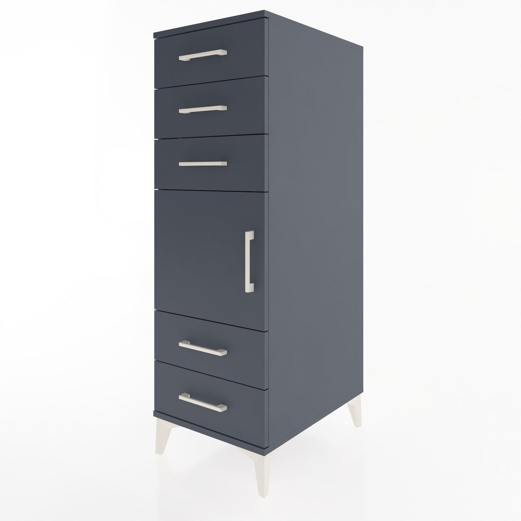 Woodntry Modular Cabinet Anthracite 44x30x122 cm with Doors and Drawers KC65-2