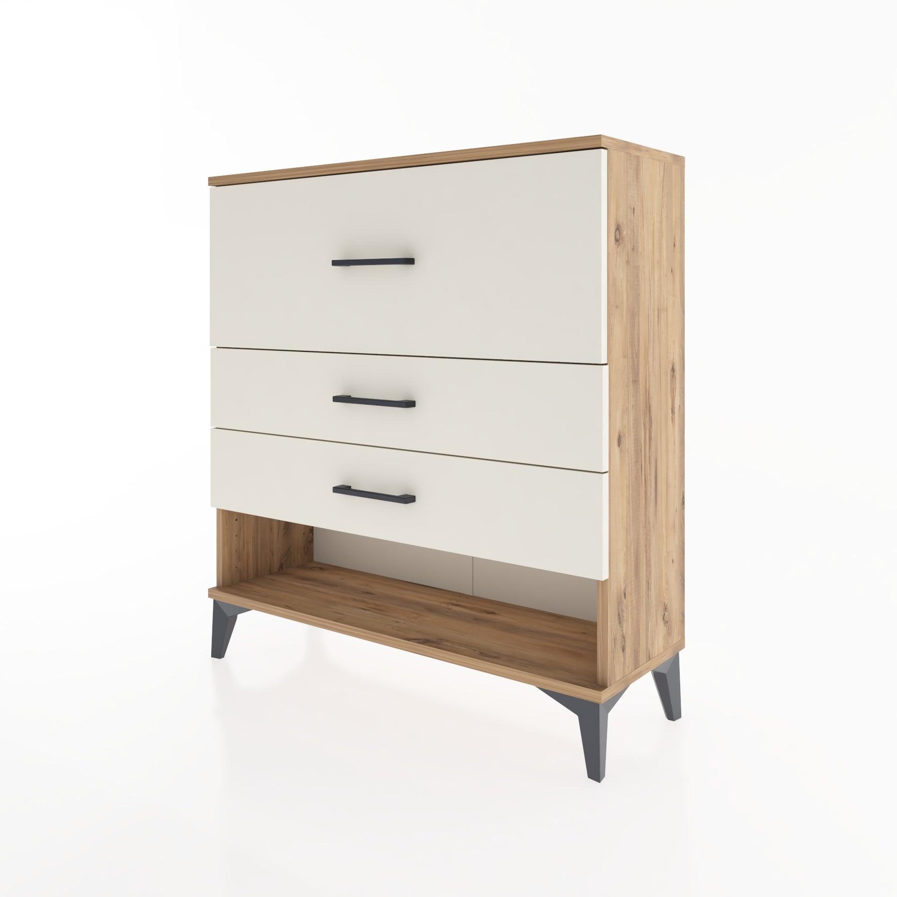Woodntry Modular Dresser Pine 88x30x84 cm with Drawers and Shelves CR15-3