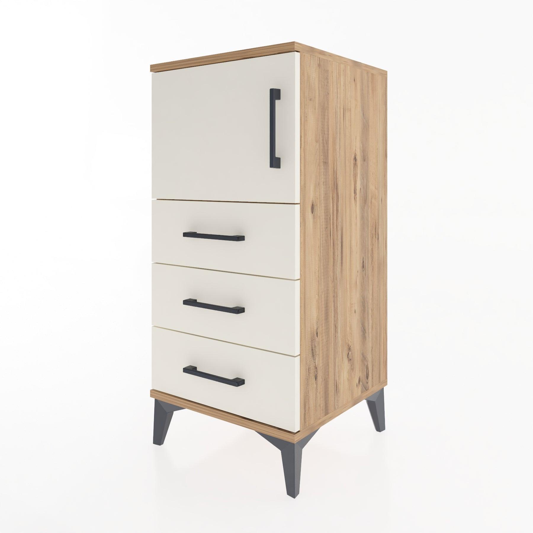 Woodntry Modular Nightstand Pine 44x44x84 cm with Cover and Drawer KC37-3