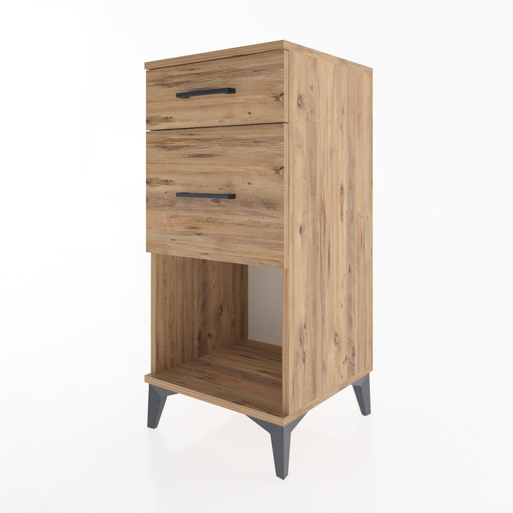 Woodntry Modular Nightstand Pine 44x44x84 cm with Drawers and Shelves CR15-3